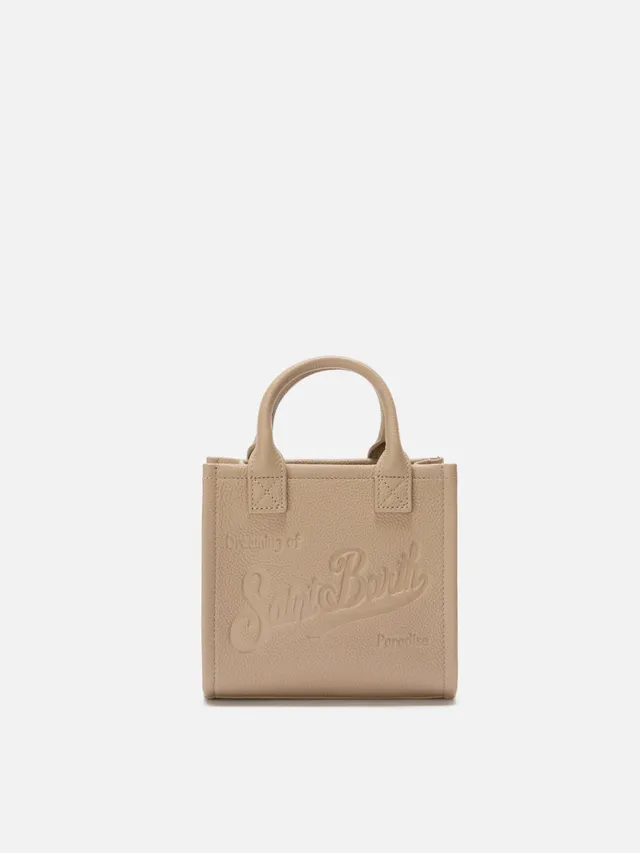 mc2-saint-barth-vanity-bag-mini-borsa-a-spalla-in-pelle-martellata-nocciola image 1