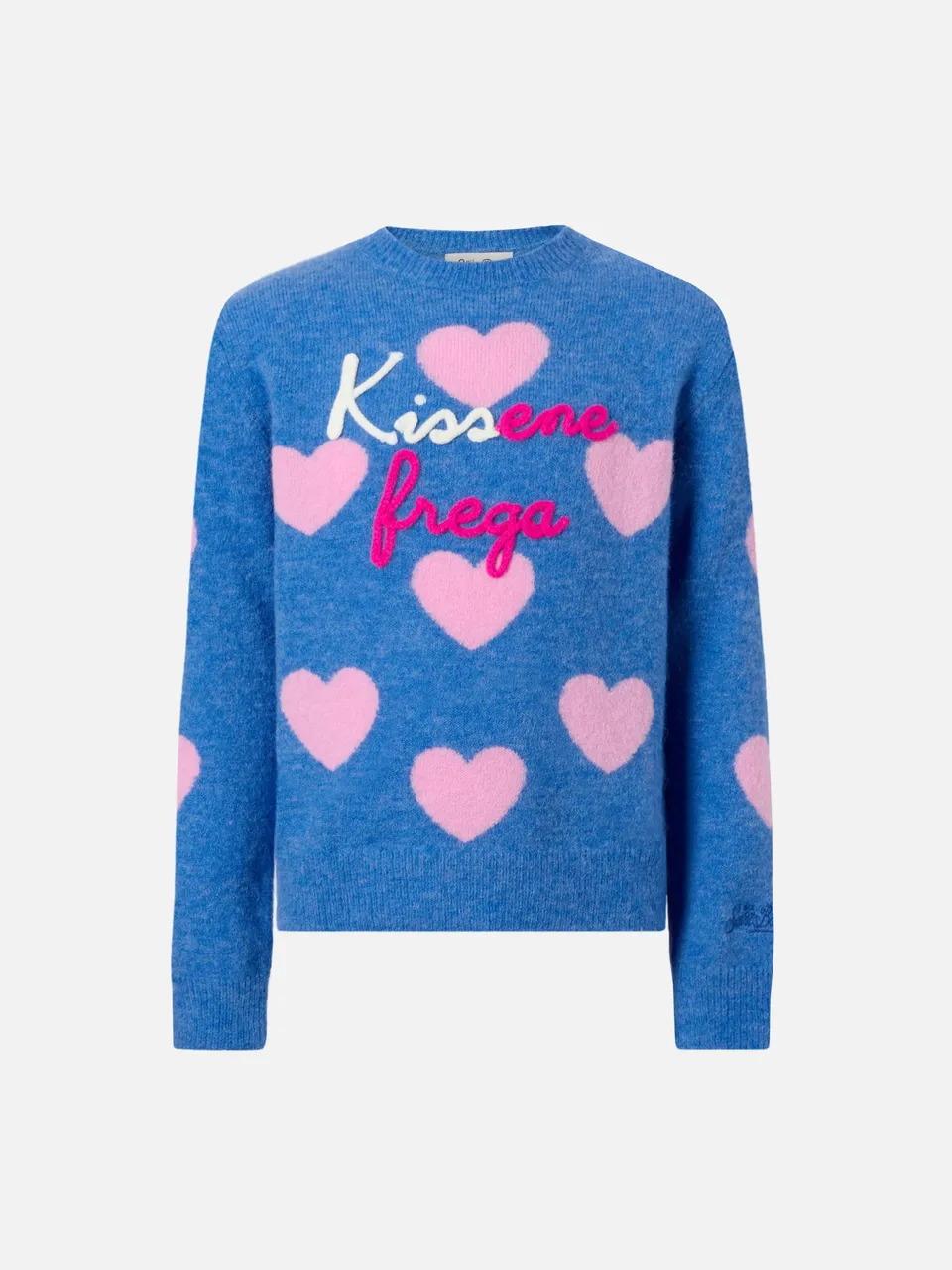 mc2-saint-barth-maglione-princess-bambina-blu-alpaca-stretch-jacquard-cuori-kiss image 1