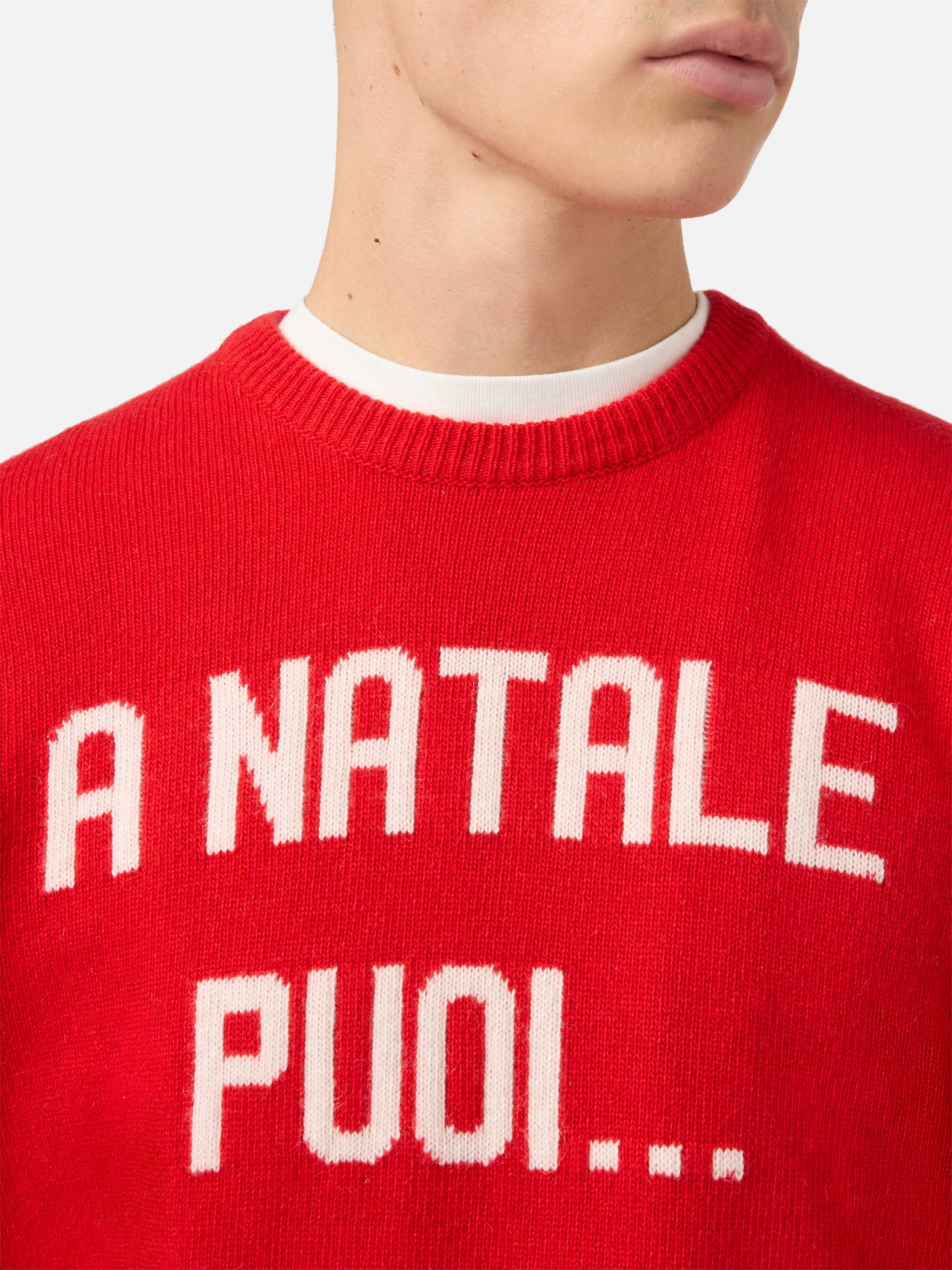 maglione-uomo-mc2-saint-barth-heron-rosso-in-misto-cashmere-con-jacquard-a-natal image 2