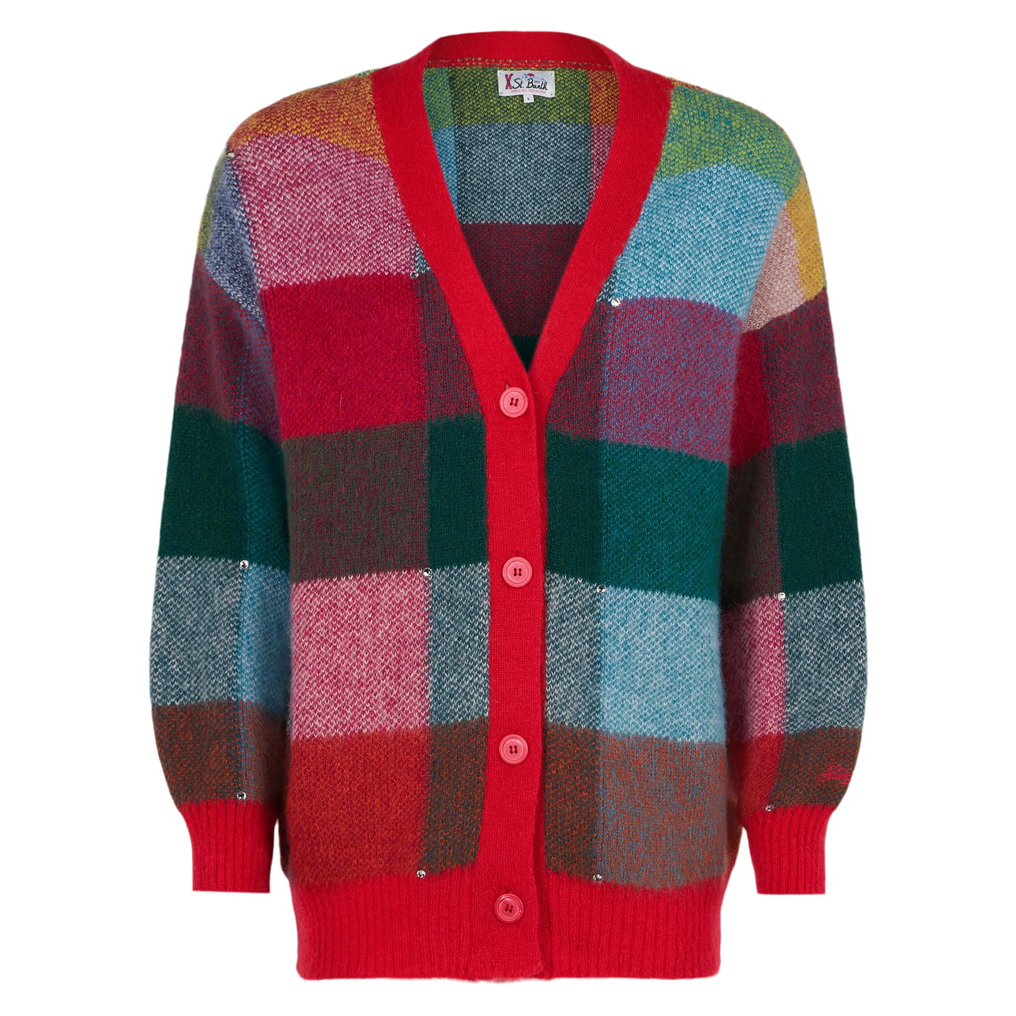 mc2-saint-barth-cardigan-chloe-donna-garzato-a-quadri-multicolor-con-strass image 4