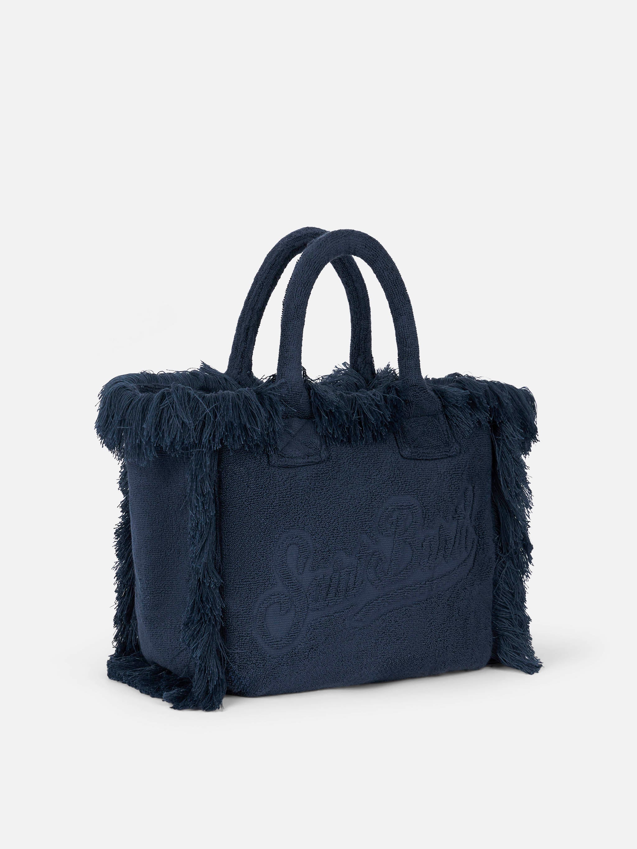 mc2-saint-barth-colette-col0011-borsa-in-spugna-blu-navy-con-logo-in-rilievo image 3