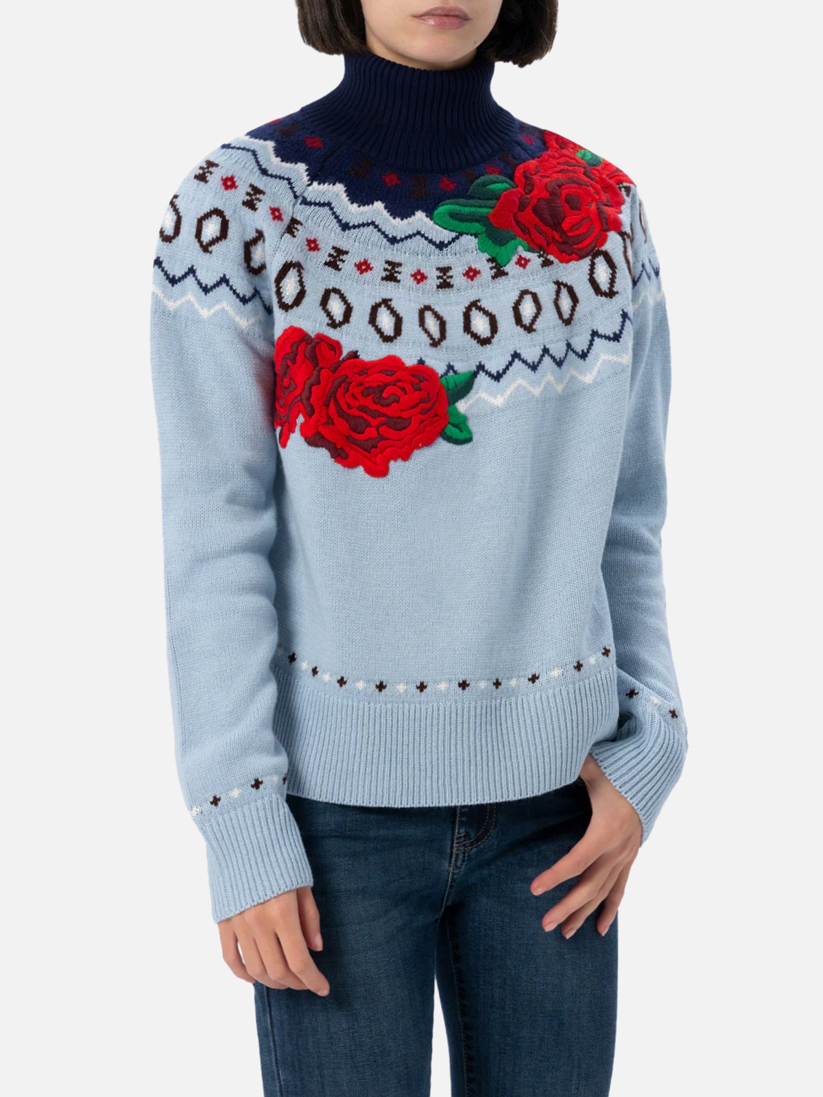 mc2-saint-barth-meghan-maglia-donna-misto-cashmere-jacquard-nordico-blu image 1