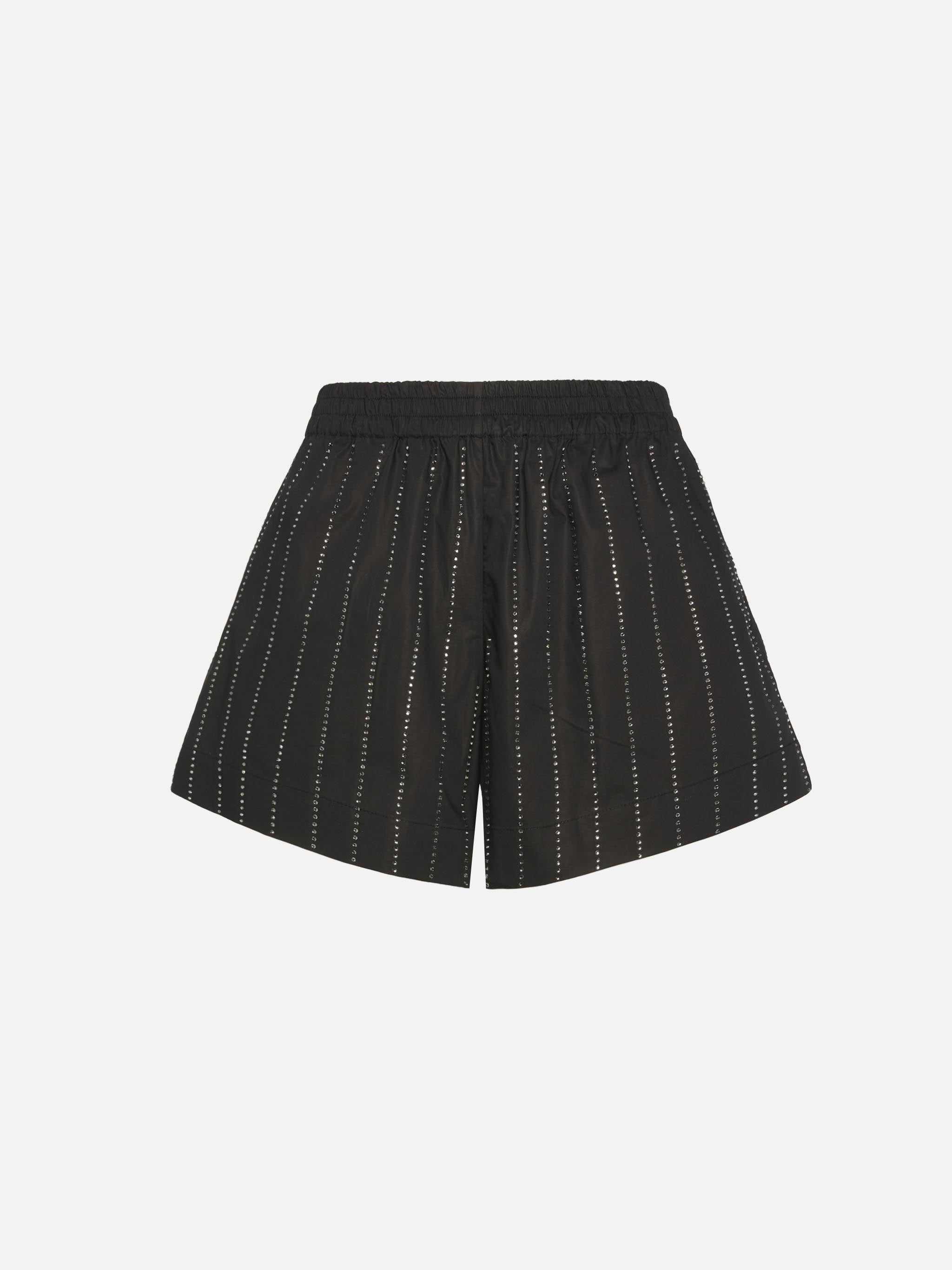 mc2-saint-barth-meave-shorts-donna-popeline-cotone-nero-strass-righe image 5