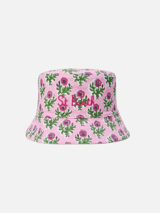 mc2-saint-barth-patmos-cappello-bucket-reversibile-floreale-rosa-spugna-bianca image 1