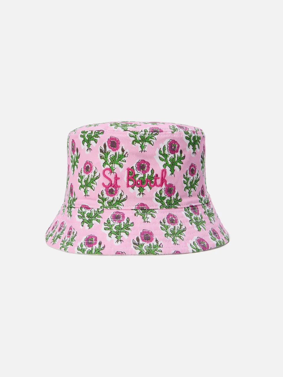 mc2-saint-barth-patmos-cappello-bucket-reversibile-floreale-rosa-spugna-bianca image 1