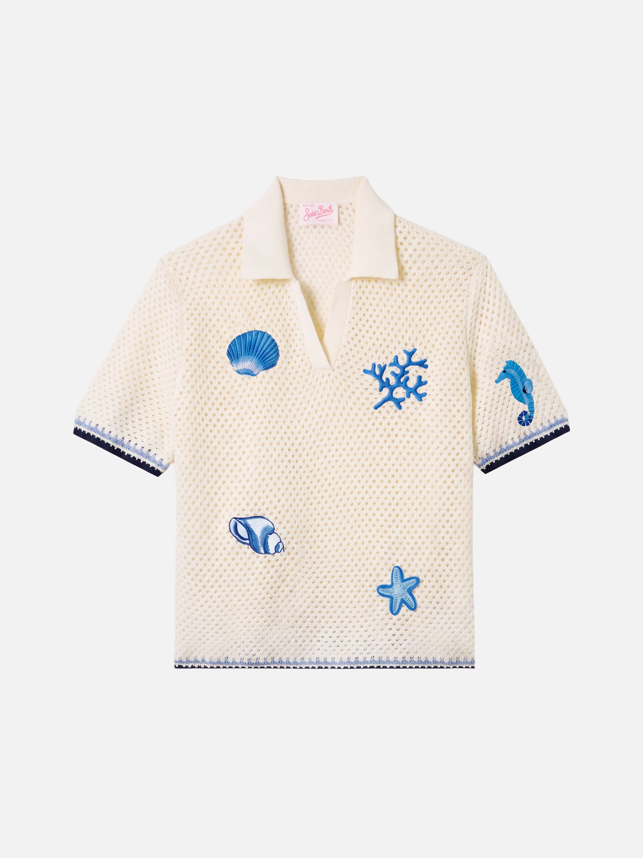 mc2-saint-barth-polo-pixie-donna-maglia-traforata-bianca-patch-marine image 4