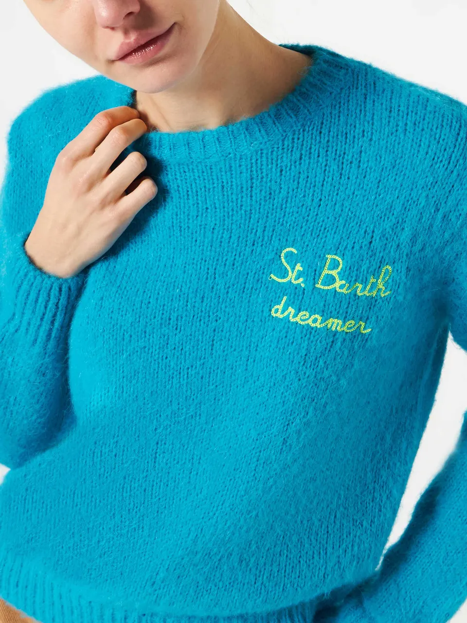 mc2-saint-barth-new-queen-maglia-brushed-azzurra-ricamo-dreamer image 1