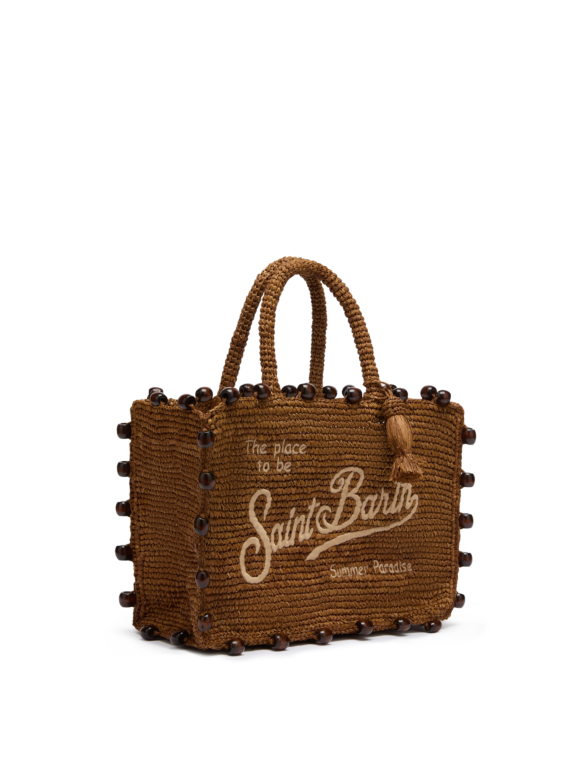 mc2-saint-barth-colette-borsa-raffia-marrone-logo-ricamato-perline image 4