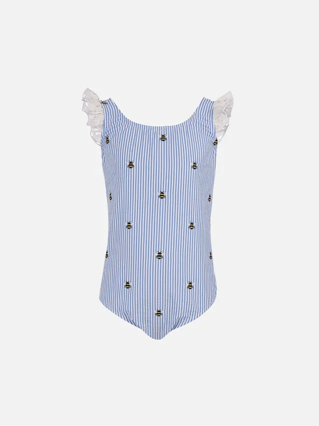 mc2-saint-barth-tilda-costume-intero-bambina-in-cotone-seersucker-bluette image 1
