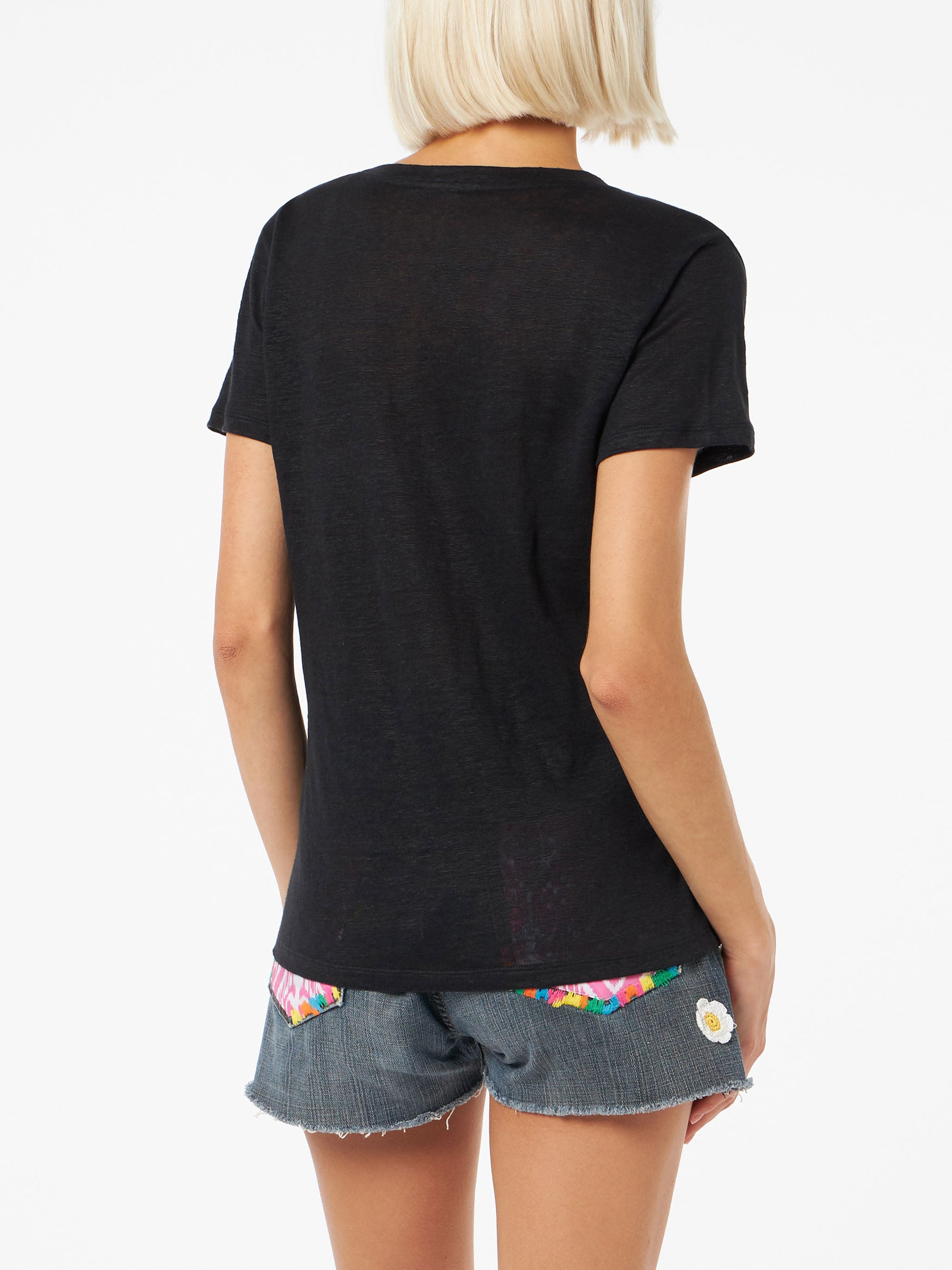 mc2-saint-barth-eloise-t-shirt-donna-nero-scollo-v-jersey-lino image 3