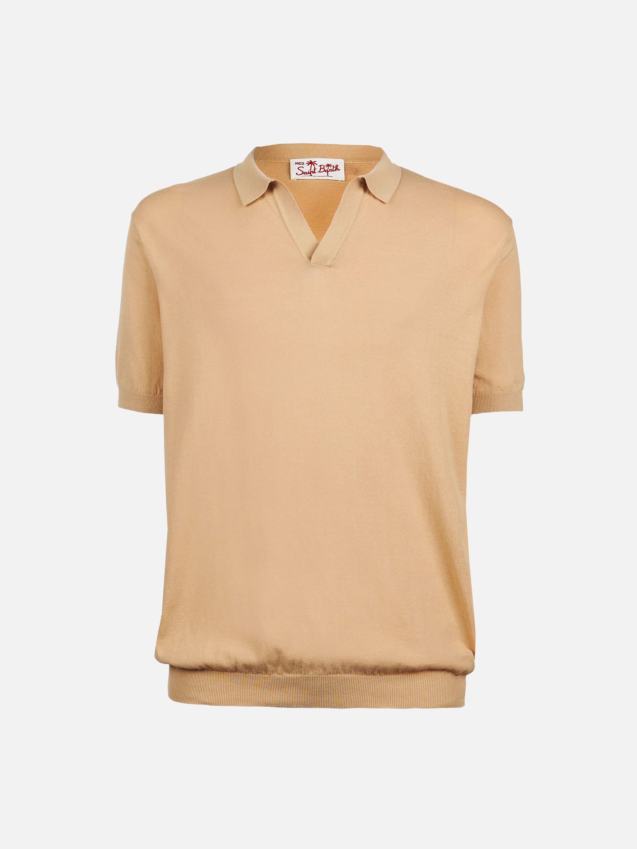 mc2-saint-barth-polo-sloan-uomo-in-maglia-beige-senza-bottoni image 4