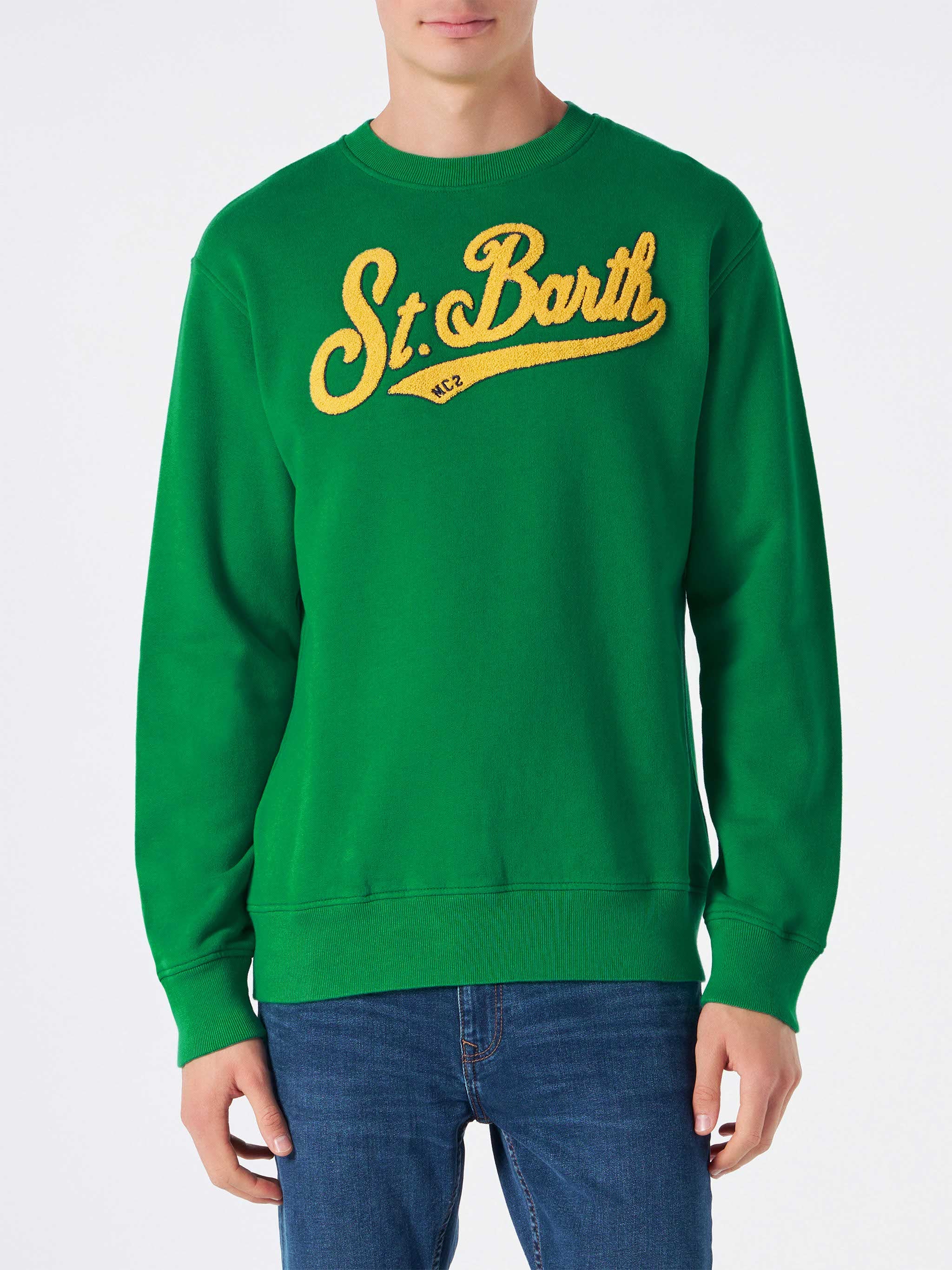 mc2-saint-barth-soho-felpa-uomo-verde-con-logo-spugna image 1