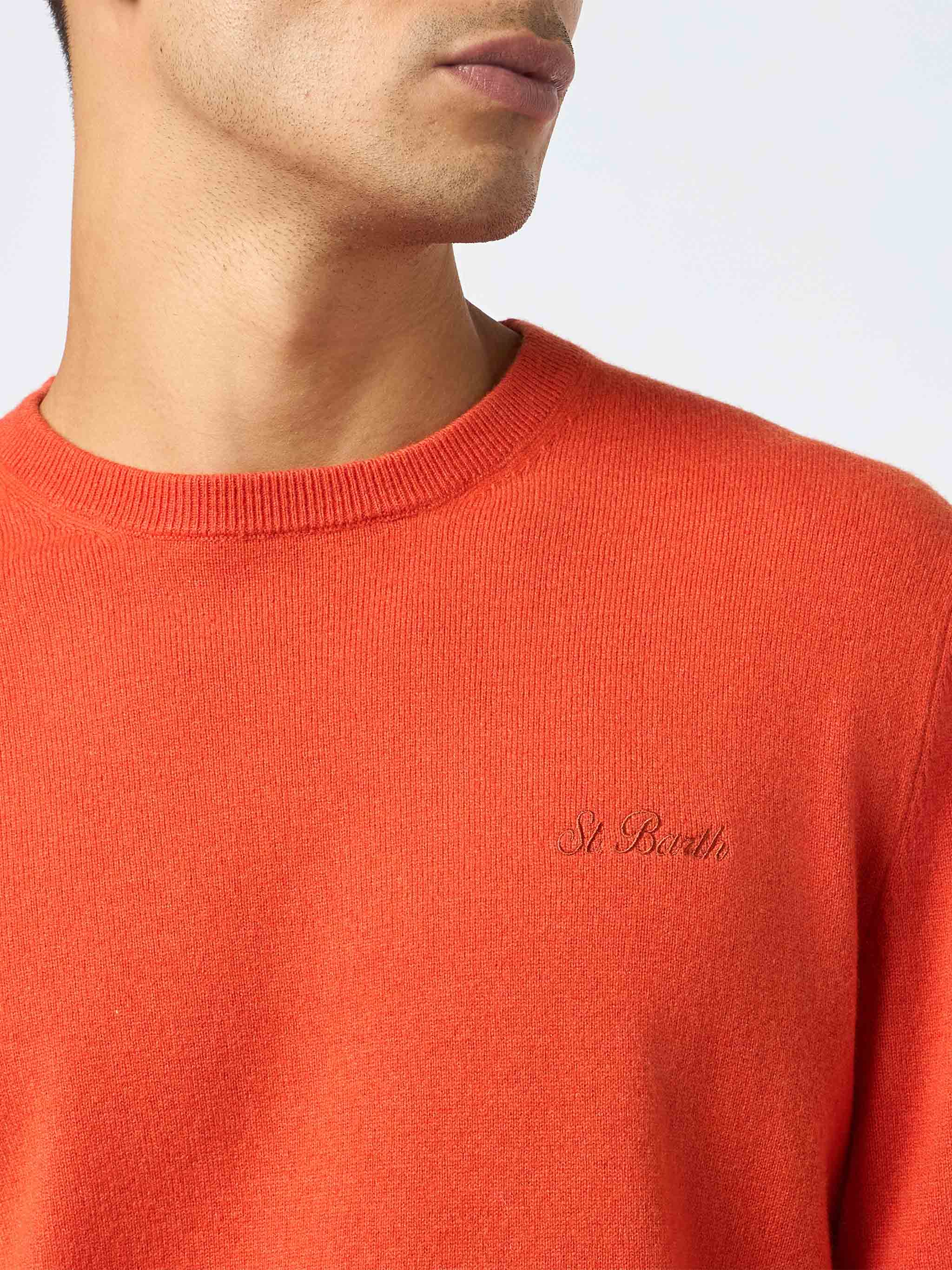 maglione-girocollo-regent-mc2-saint-barth-uomo-in-misto-cashmere-arancione image 3