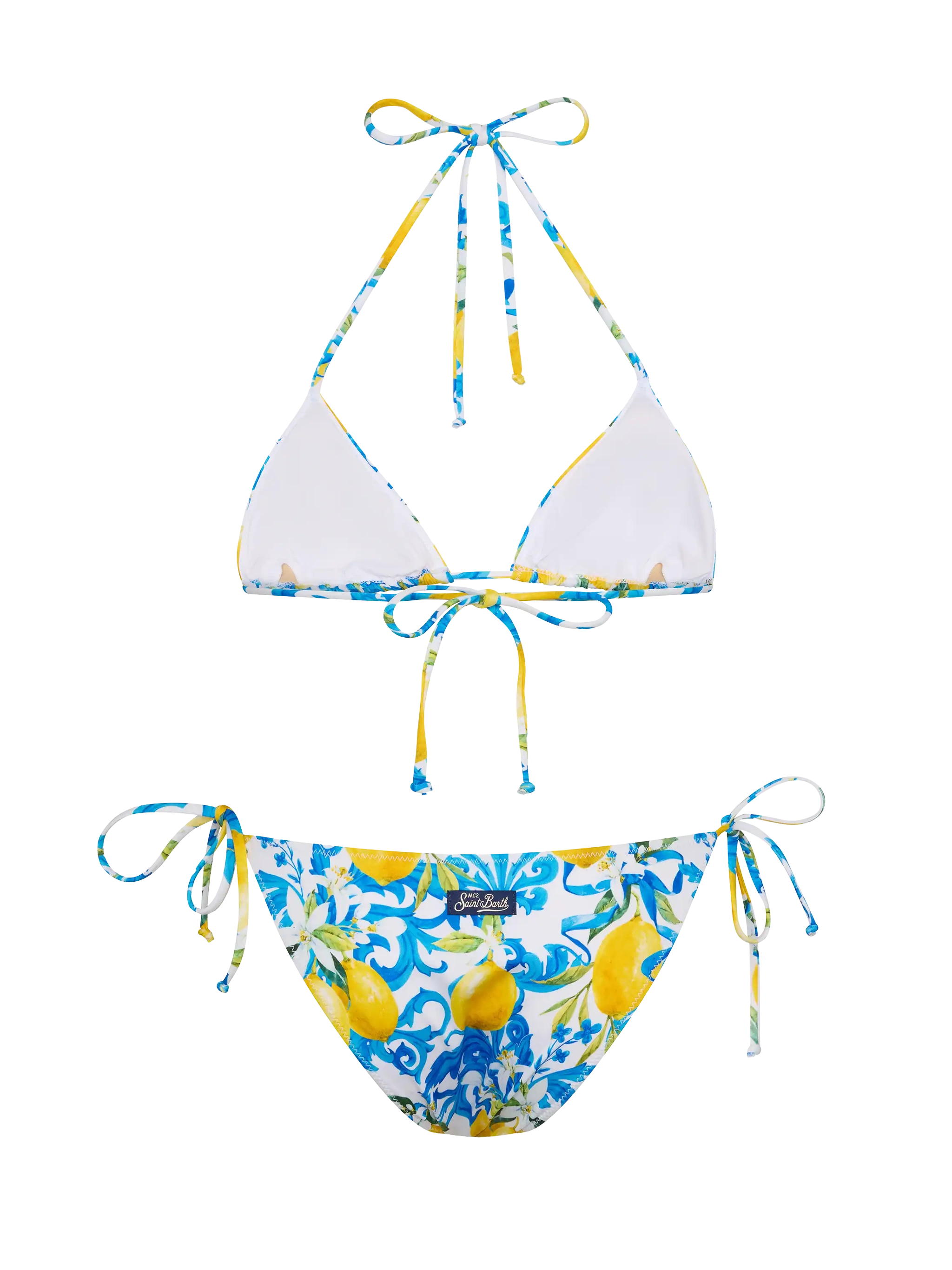 mc2-saint-barth-leah-virgo-bikini-triangolo-donna-stampa-maiolica-bianco image 3