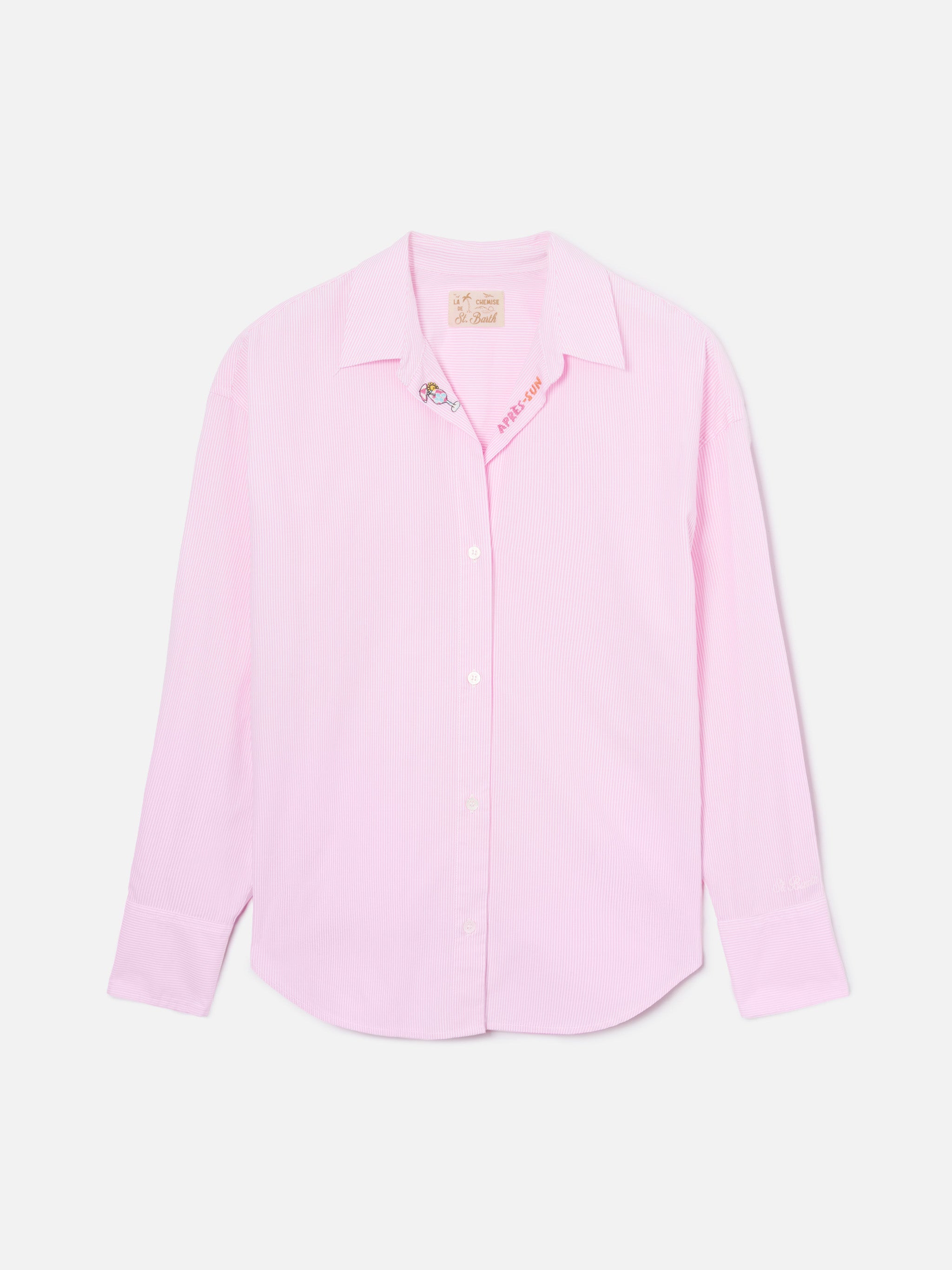 mc2-saint-barth-camicia-cristal-in-popeline-di-cotone-a-righe-rosa-con-ricami-do image 4