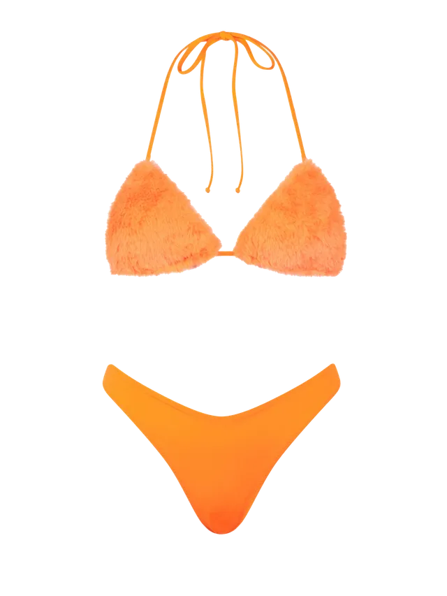 mc2-saint-barth-leah-naomi-bikini-triangolo-effetto-pelliccia-arancione-fluo image 1