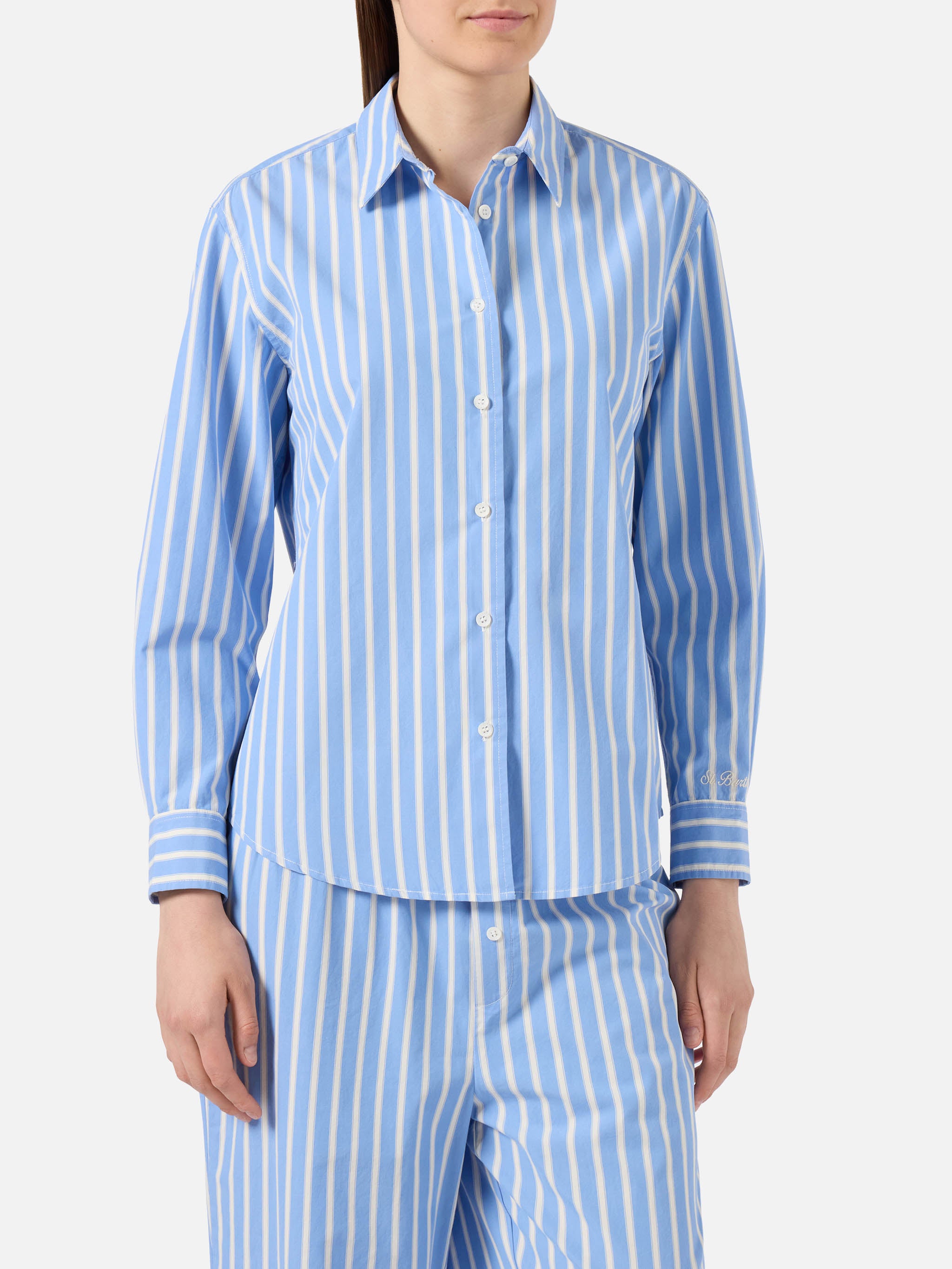 mc2-saint-barth-camicia-meredith-donna-cotone-righe-azzurre-ricamo-saint-barth image 1