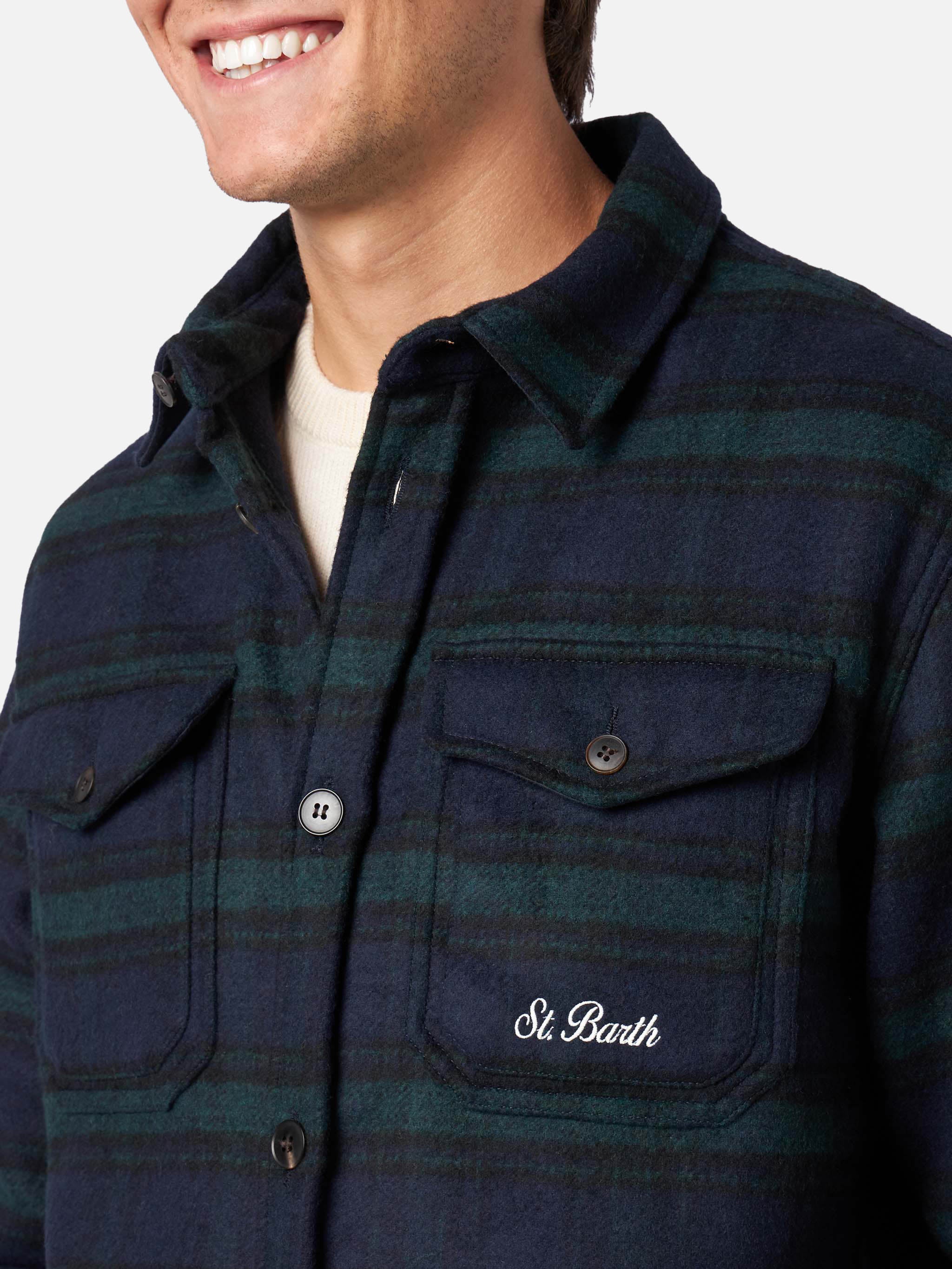 mc2-saint-barth-burton-camicia-overshirt-uomo-tartan-in-lana-blu image 2