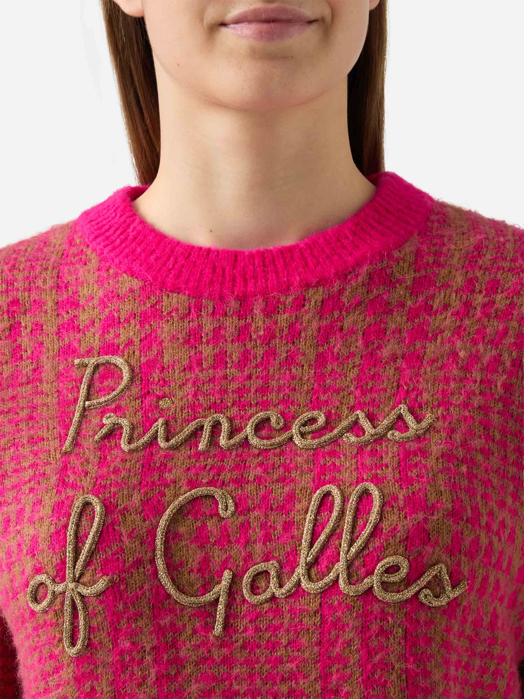mc2-saint-barth-danya-soft-maglione-rosa-principe-di-galles-girocollo-oversize image 3