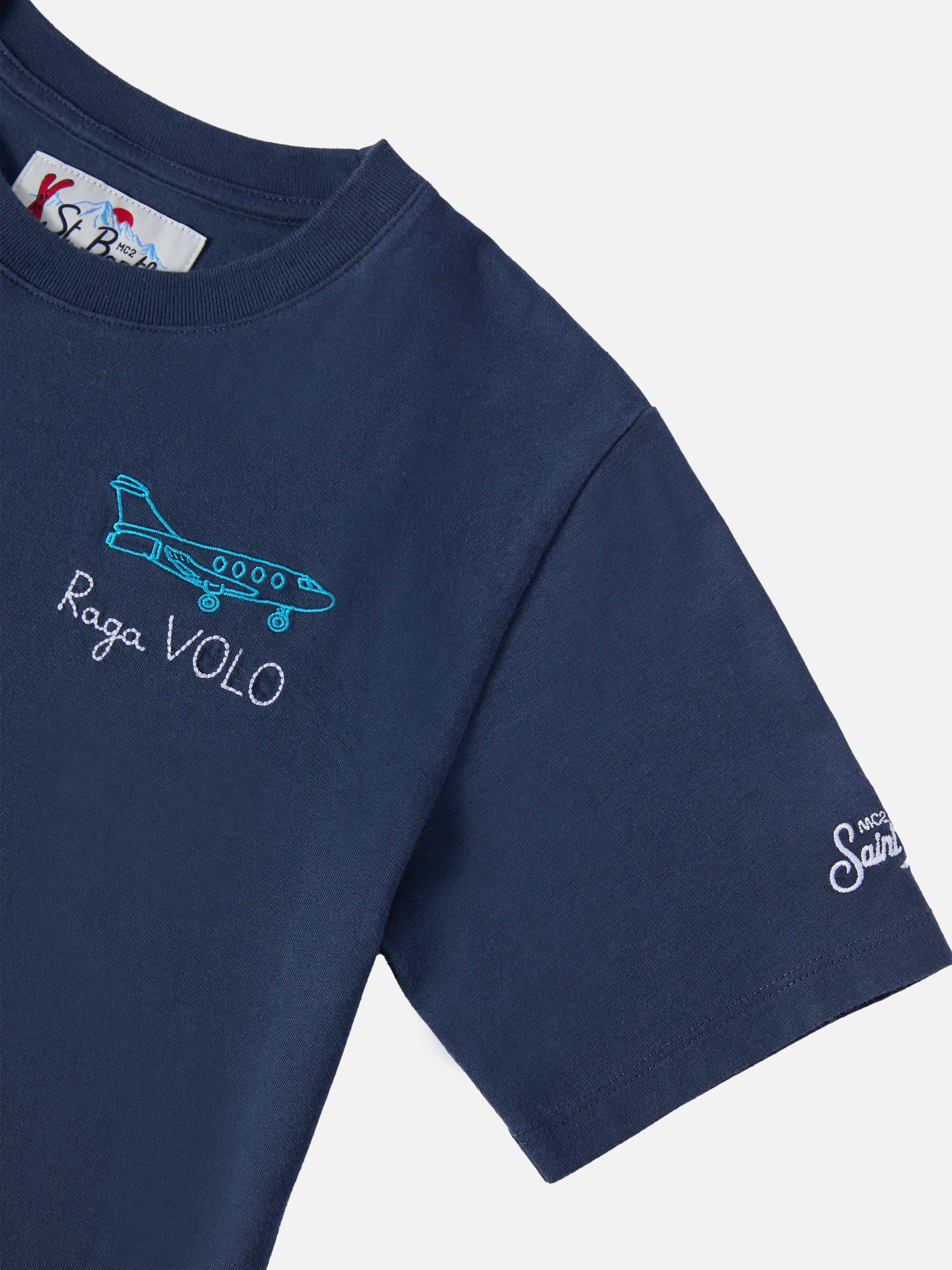 mc2-saint-barth-cameron-t-shirt-bambino-cotone-blu-navy-ricamo-raga-volo image 2
