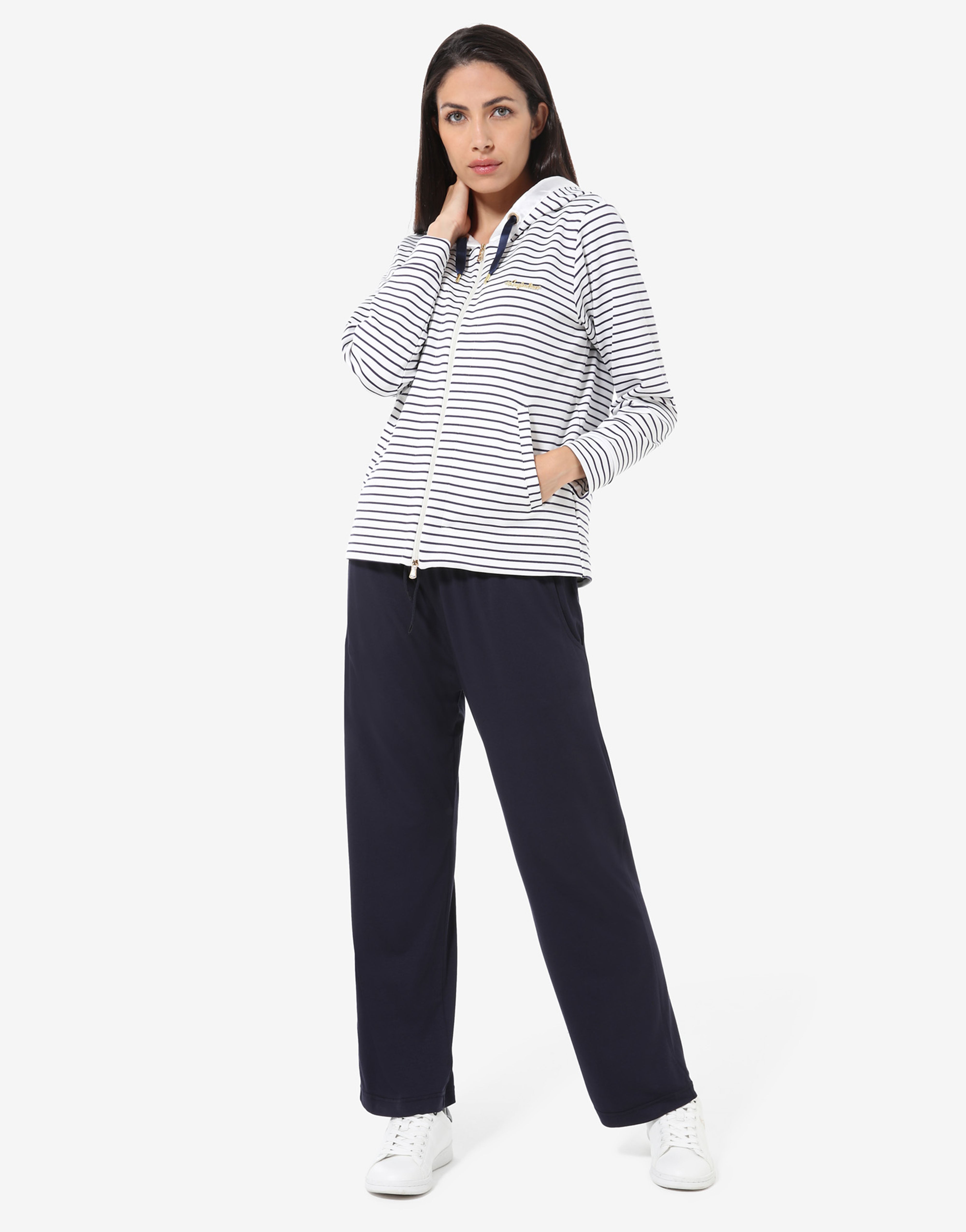 australian-striped-tracksuit-tuta-poliviscosa-blu-navy-con-cappuccio image 1