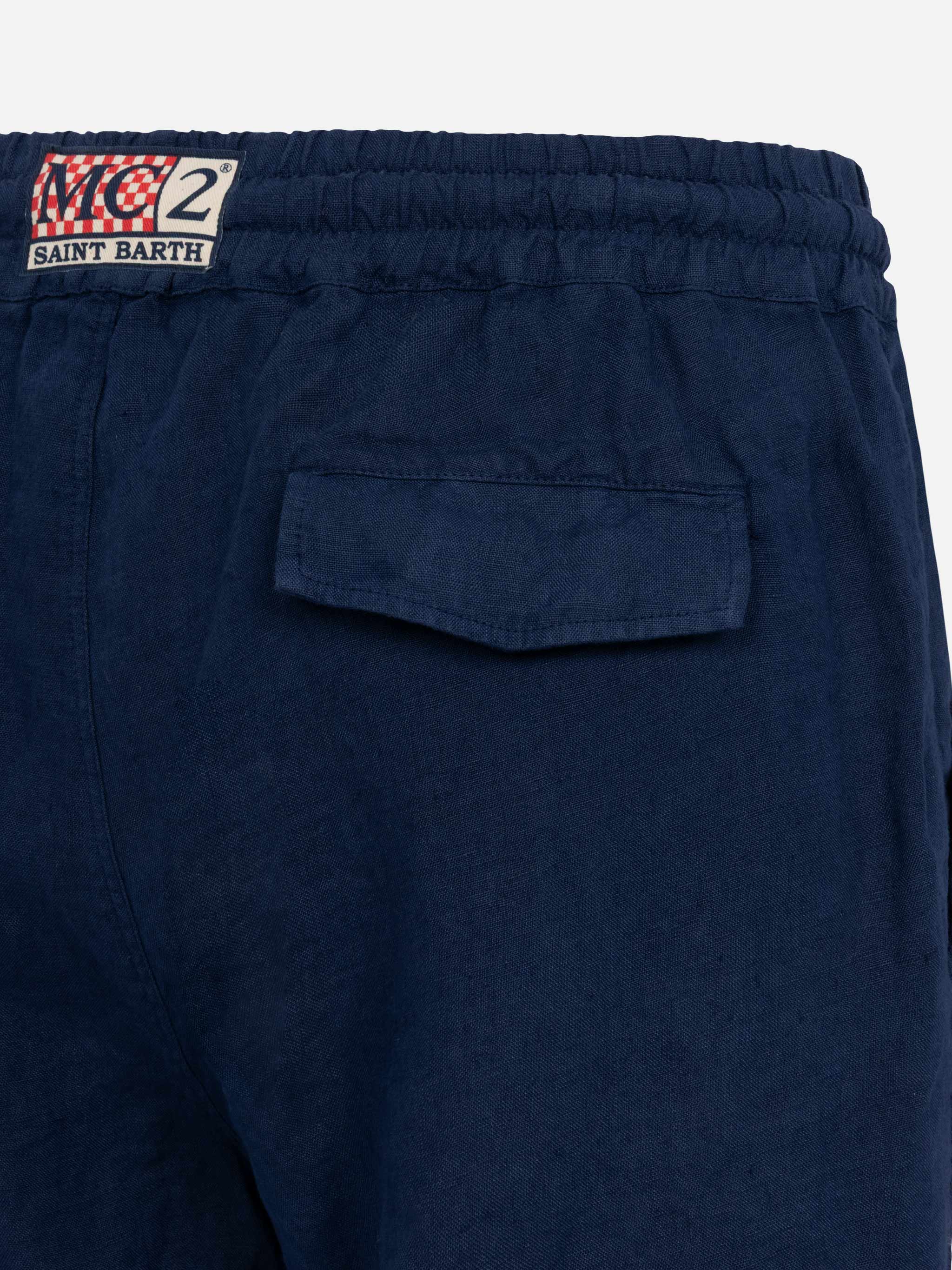 mc2-saint-barth-bermuda-marseille-in-lino-blu-navy-uomo image 6