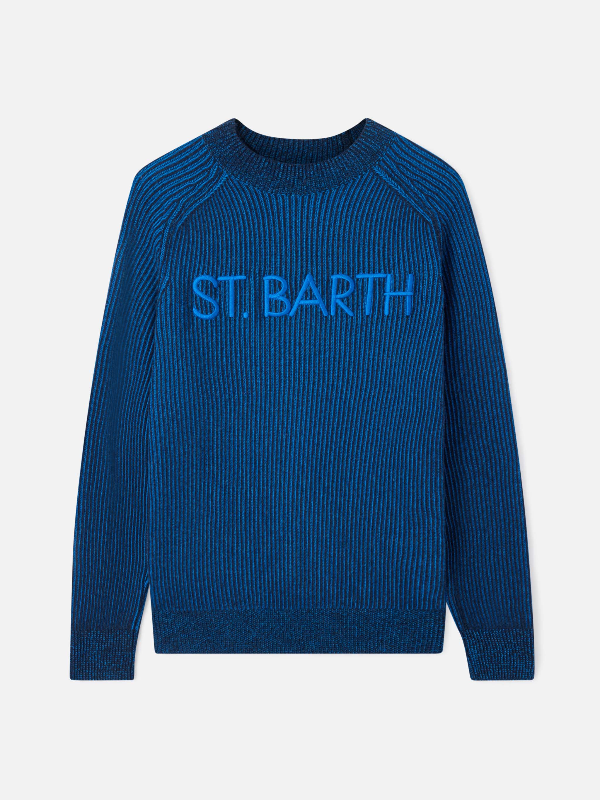 mc2-saint-barth-dav-maglione-uomo-mezzo-collo-costine-blu-misto-cashmere image 5