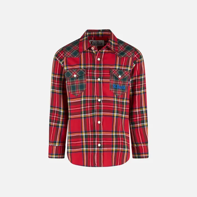 mc2-saint-barth-camicia-bambino-stampa-tartan-rossa-texana image 1