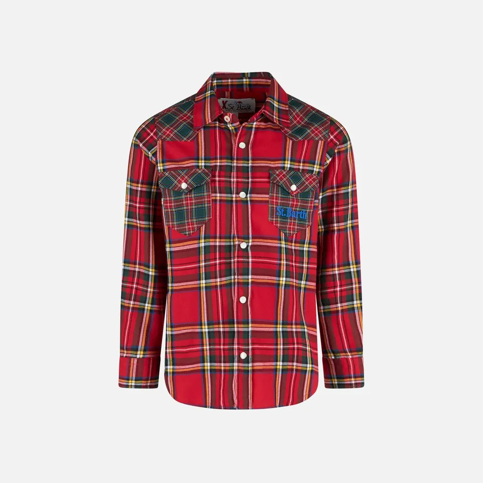 mc2-saint-barth-camicia-bambino-stampa-tartan-rossa-texana image 1