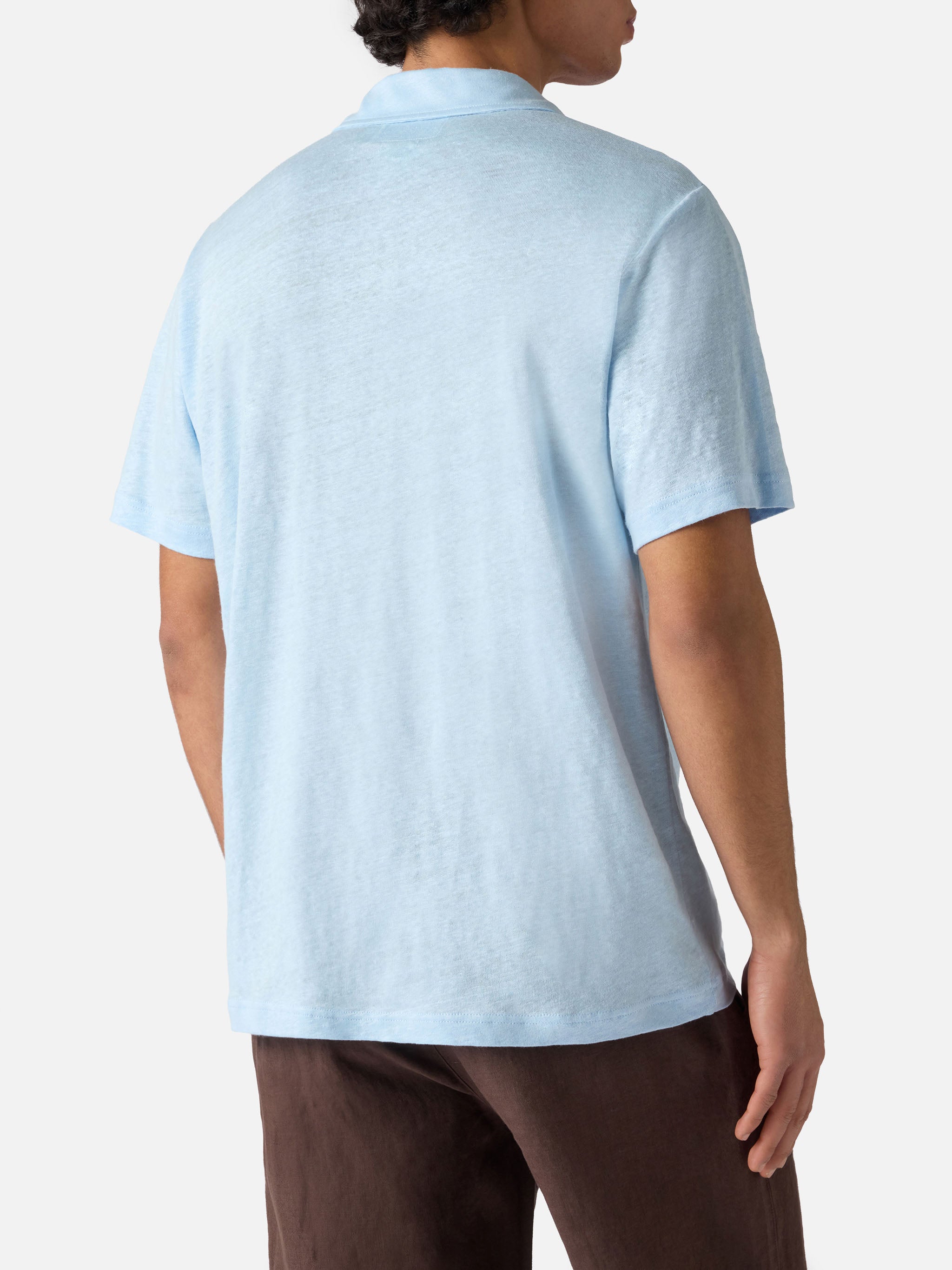 mc2-saint-barth-fraser-polo-uomo-in-puro-lino-azzurro image 3