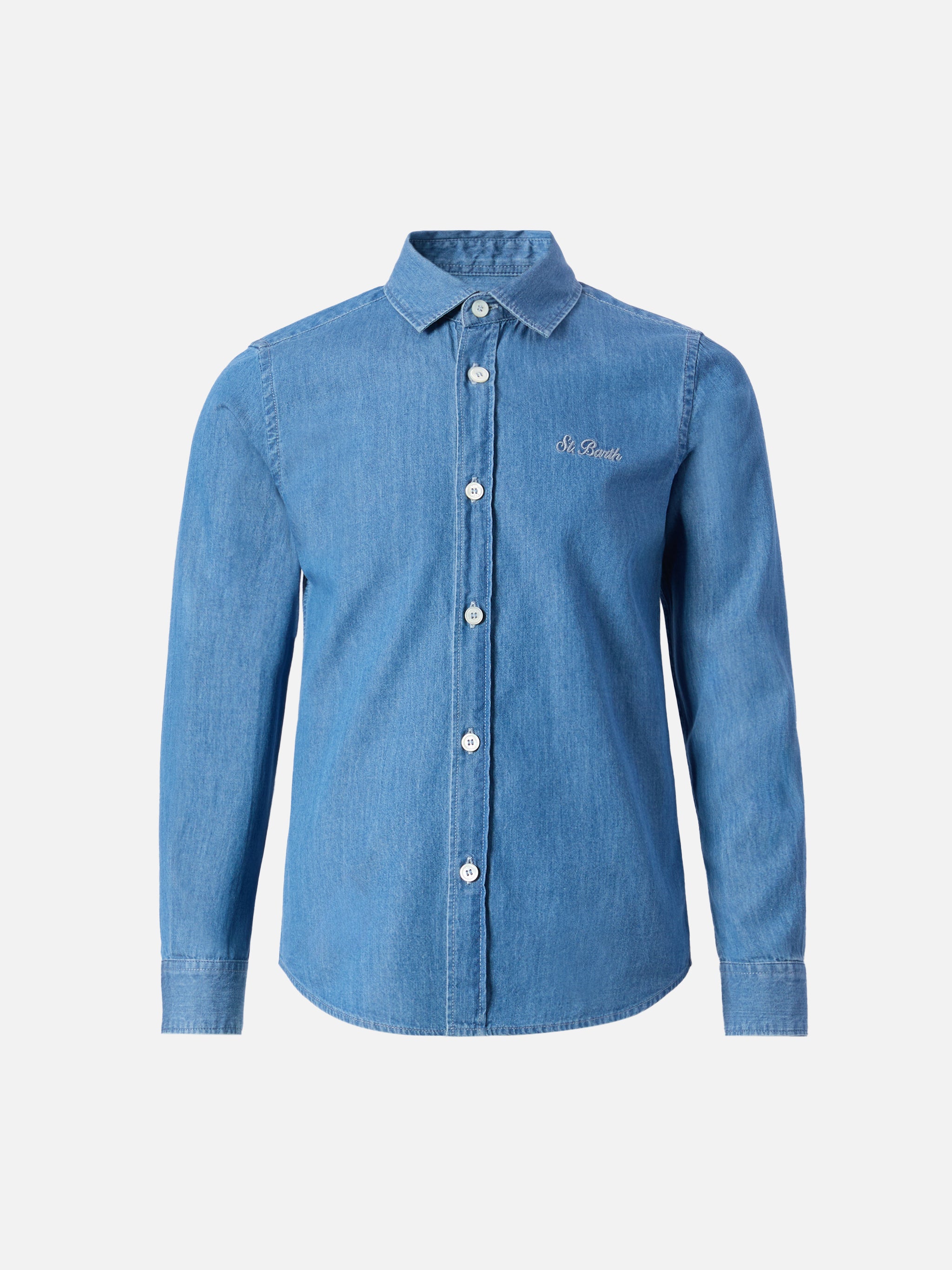 mc2-saint-barth-seefeld-jr-camicia-bambino-chambray-snoopy-blu image 2
