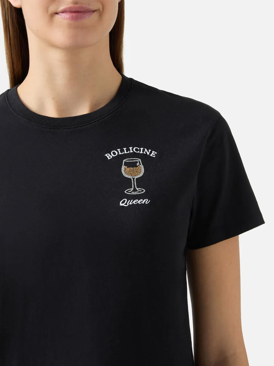 mc2-saint-barth-t-shirt-emilie-bollicine-queen-in-cotone-nero-donna image 1