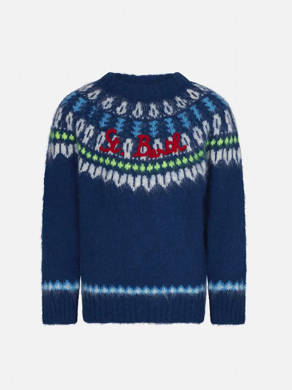 mc2-saint-barth-maglione-bambino-garzato-blu-navy-con-jacquard-islandese image 1