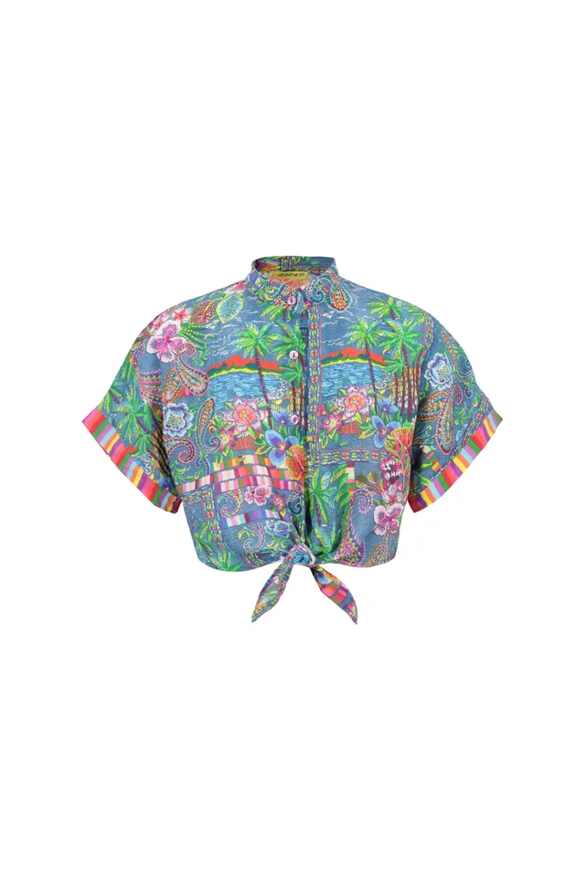 4giveness-camicia-crop-con-nodo-in-mussola-fantasia-cover-up-bimba image 1