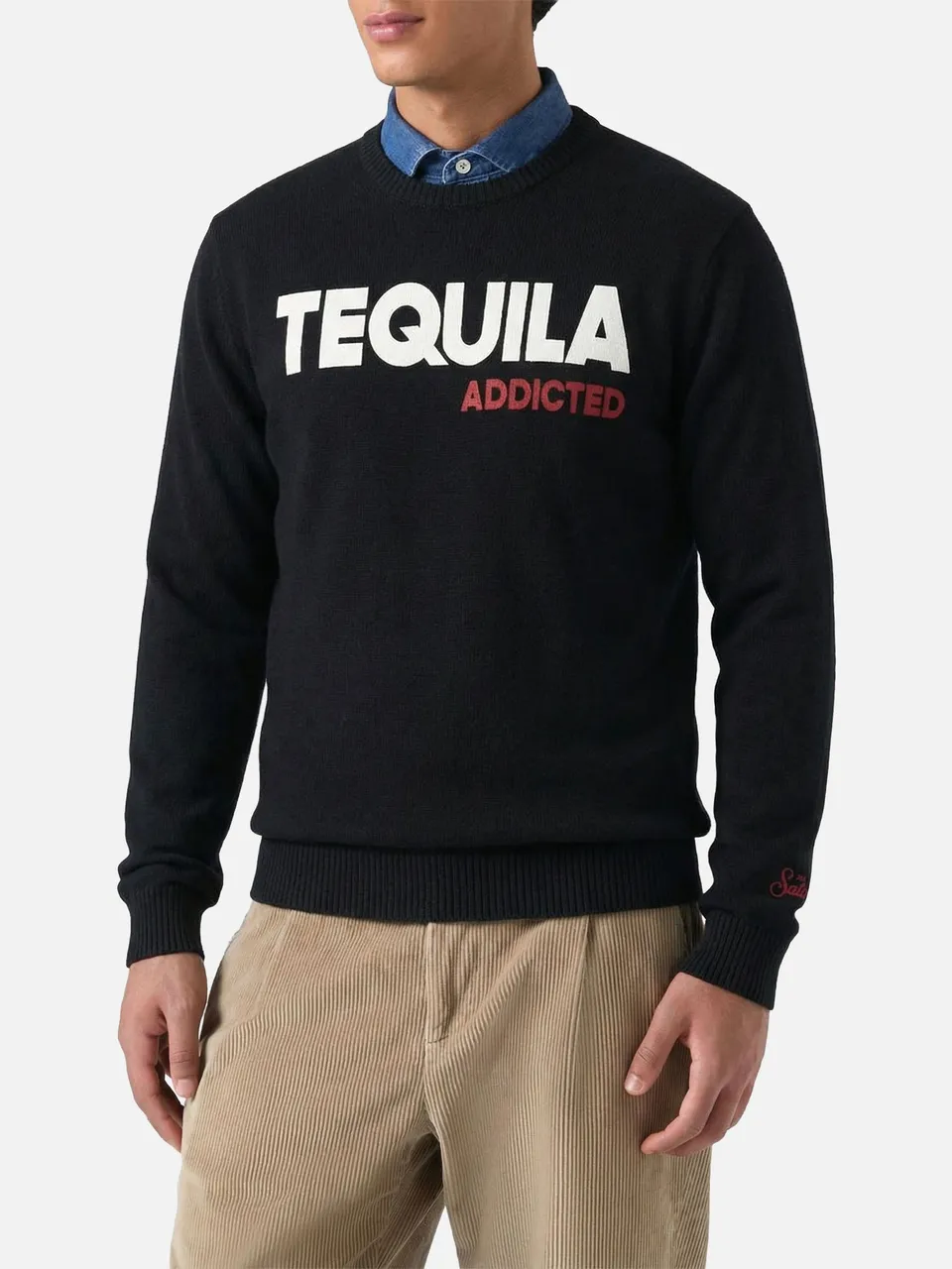 mc2-saint-barth-heron-girocollo-uomo-nero-tequila-addicted-jacquard image 1