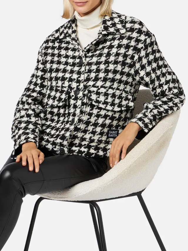 mc2-saint-barth-bonnibell-overshirt-crop-pied-de-poule-nera-donna image 1