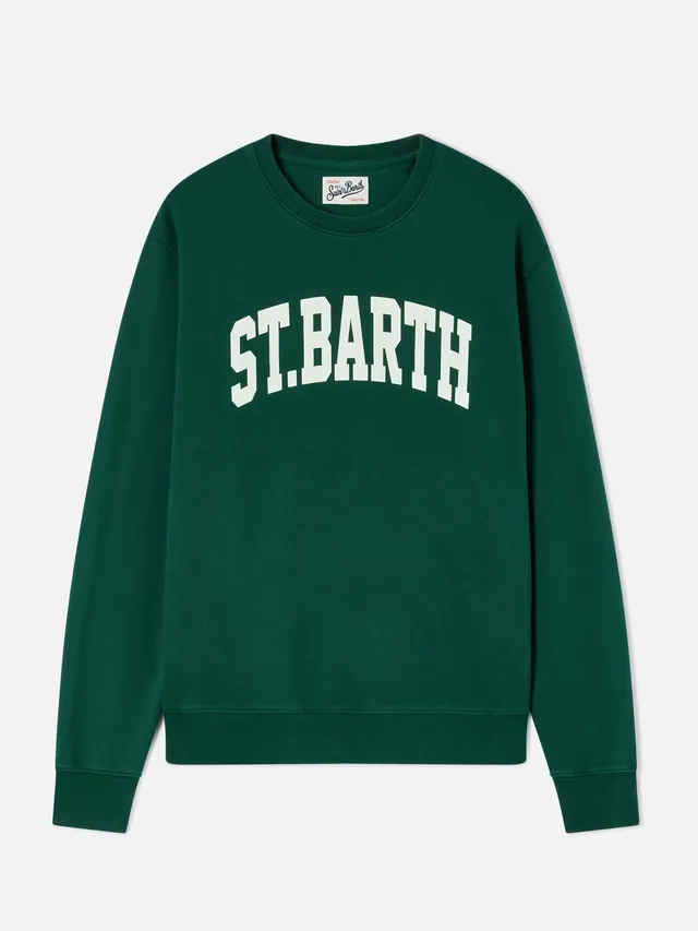 mc2-saint-barth-felpa-uomo-soho-cotone-verde-stampa-st-barth-college image 1