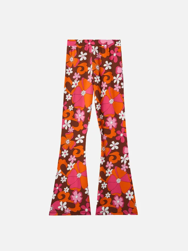 mc2-saint-barth-pantaloni-flare-gwenda-jr-bambina-stampa-fiori-retr-marrone image 1