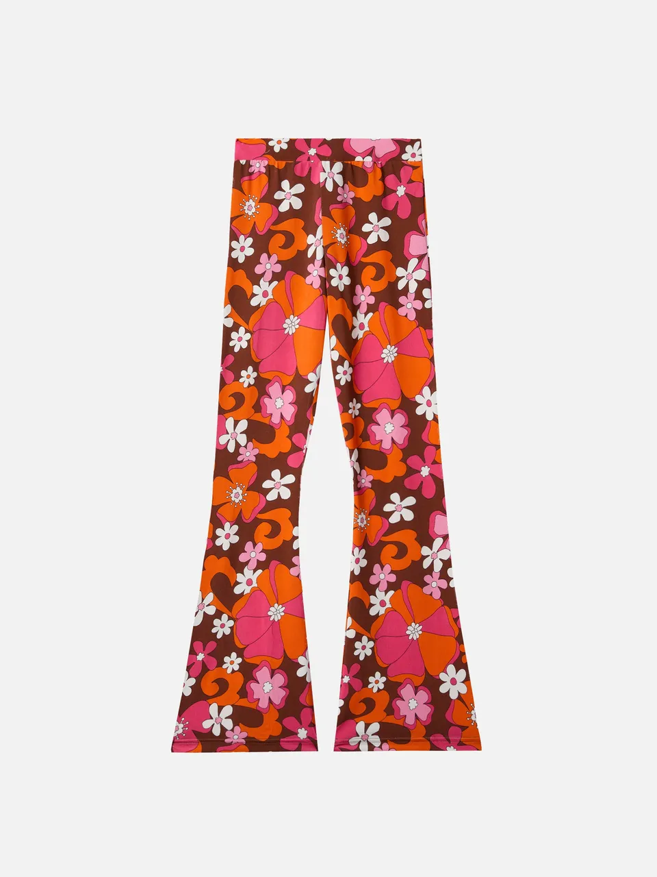 mc2-saint-barth-pantaloni-flare-gwenda-jr-bambina-stampa-fiori-retr-marrone image 1