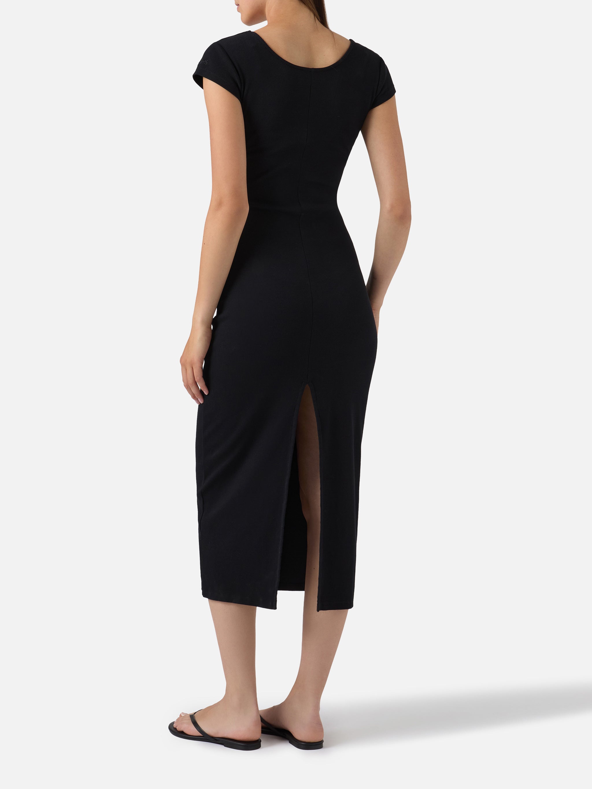 mc2-saint-barth-abito-lungo-olimpia-nero-in-cotone-elasticizzato-a-costine image 3