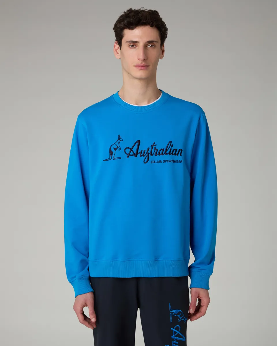 australian-felpa-girocollo-statement-logo-essential-blu-capri image 1