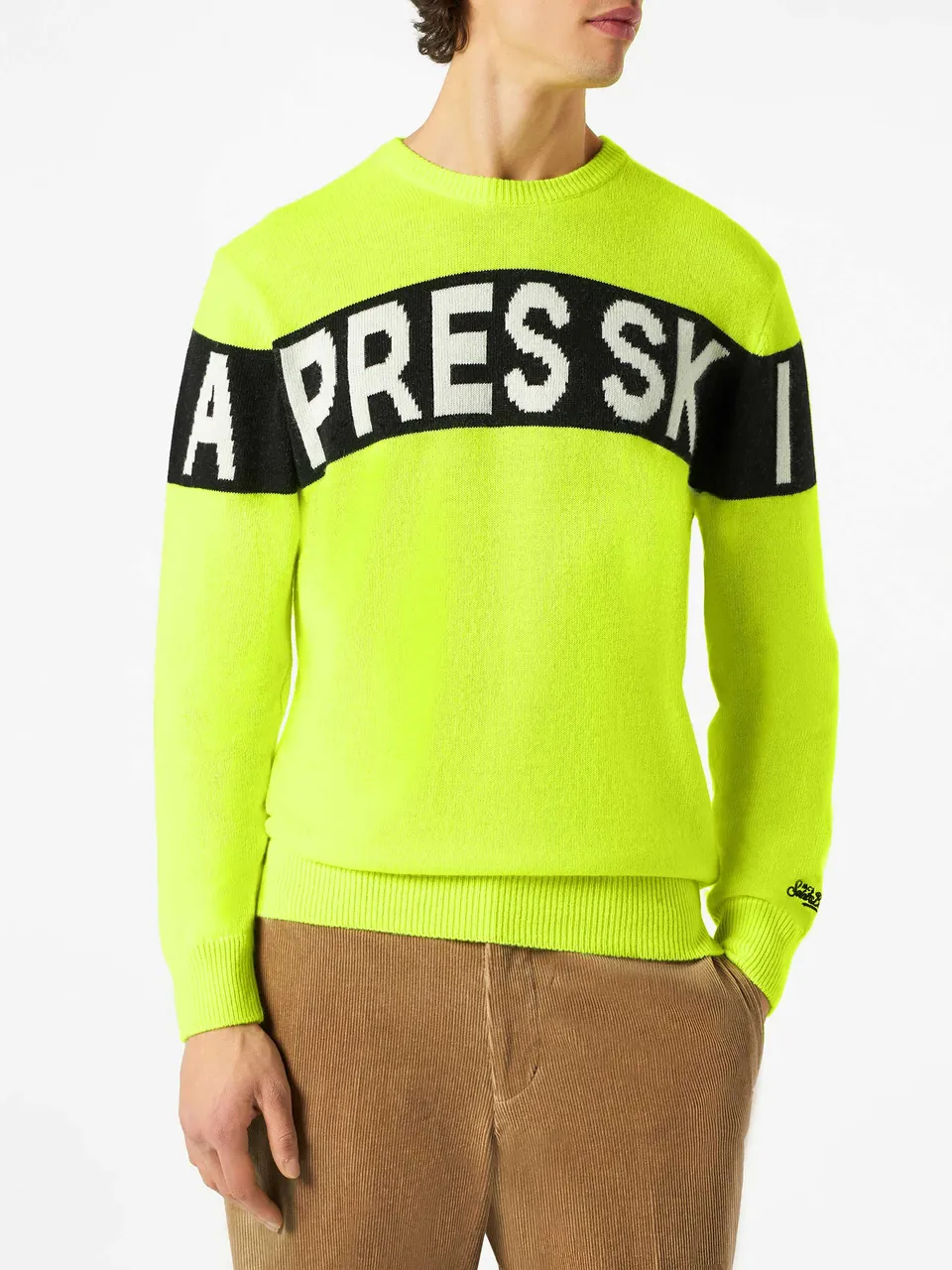 maglia-mc2-saint-barth-heron-ski-con-lettering-apres-ski-giallo-fluo-e-nero image 1