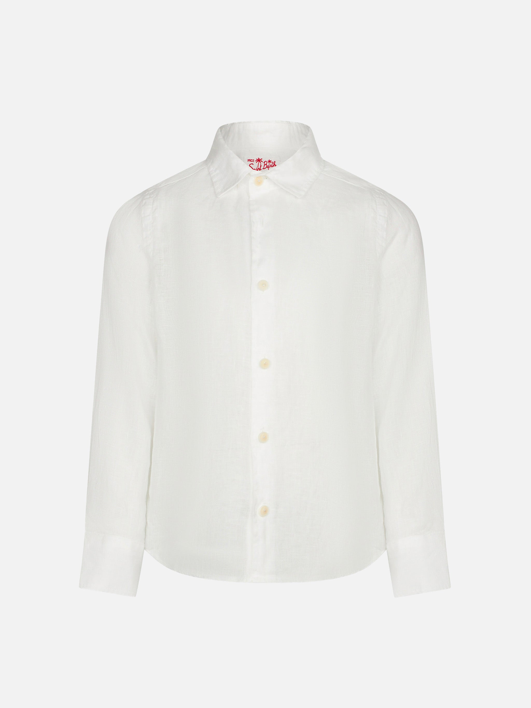 mc2-saint-barth-camicia-da-bambino-in-lino-bianco image 1