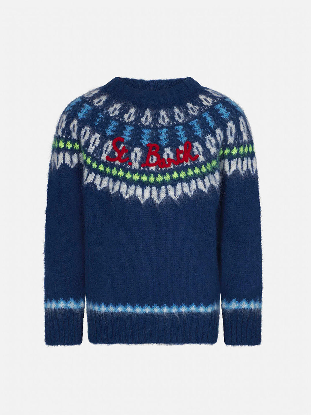mc2-saint-barth-maglione-bambino-garzato-blu-navy-con-jacquard-islandese image 1