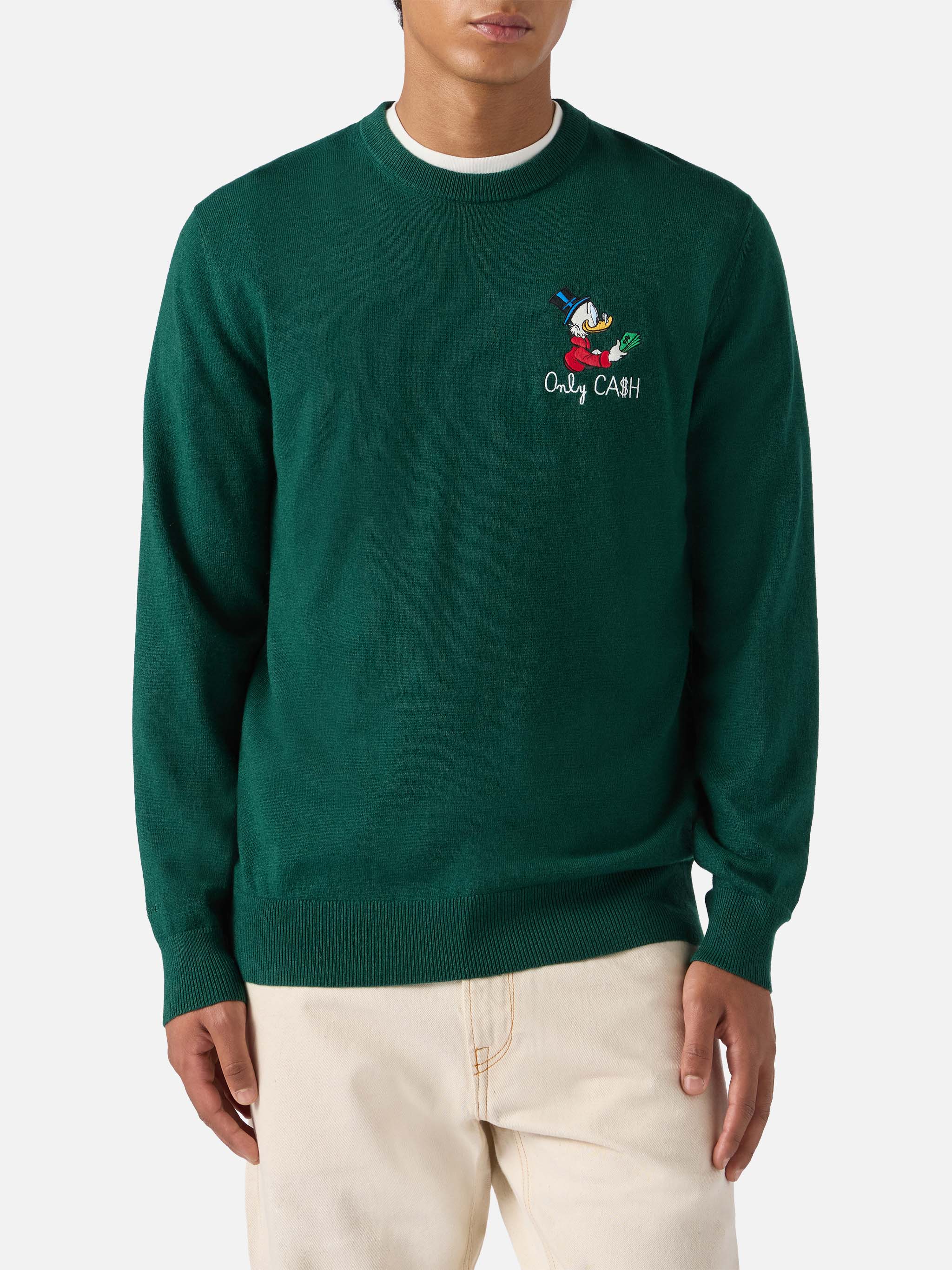 mc2-saint-barth-maglione-heron-light-uomo-verde-con-ricamo-zio-paperone-disney image 2