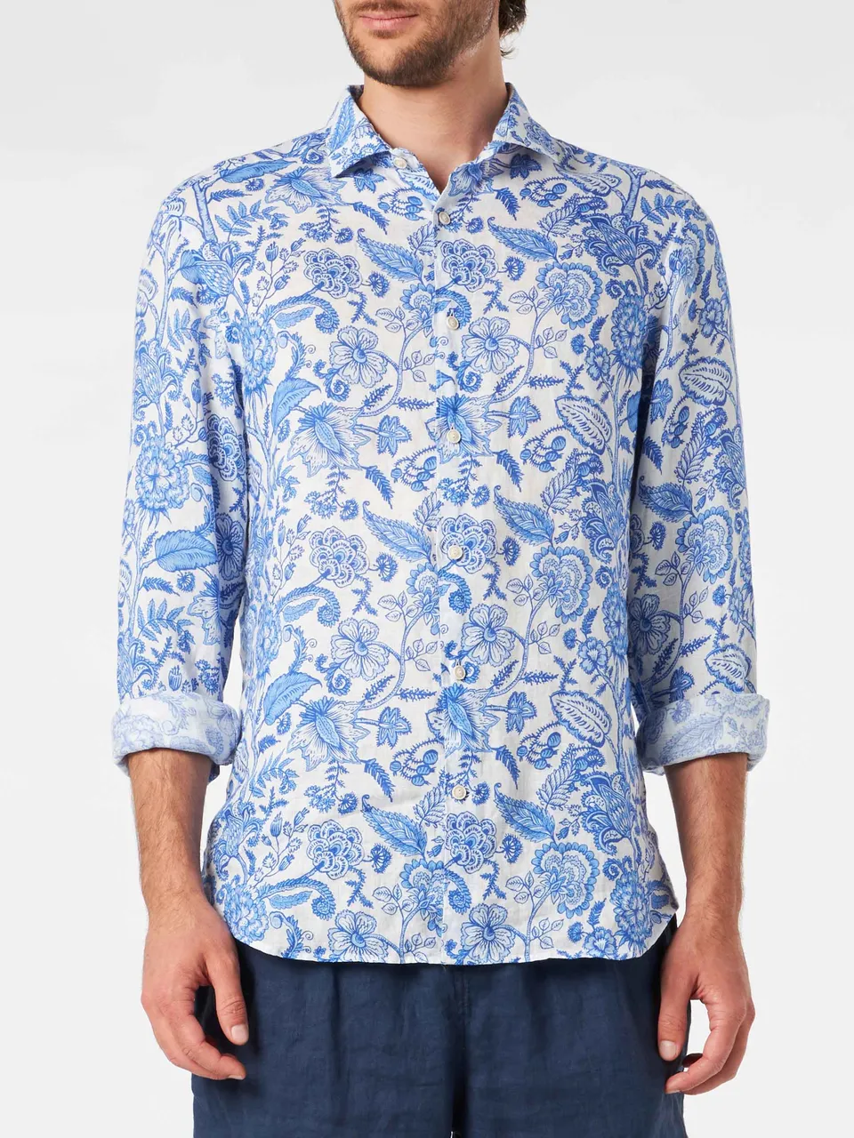 mc2-saint-barth-pamplona-camicia-uomo-in-lino-stampa-floreale-blu image 1