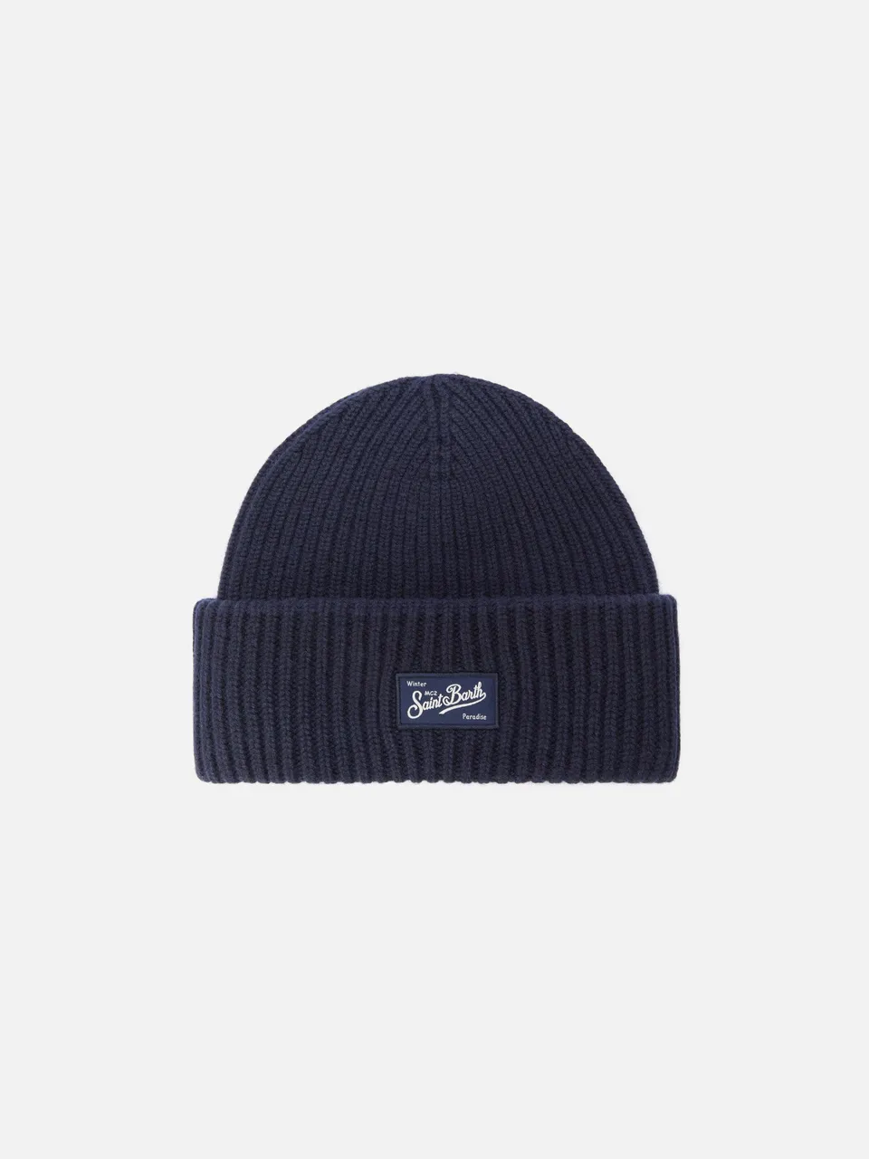 mc2-saint-barth-berry-berretto-a-coste-blu-navy-in-blend-cashmere image 1