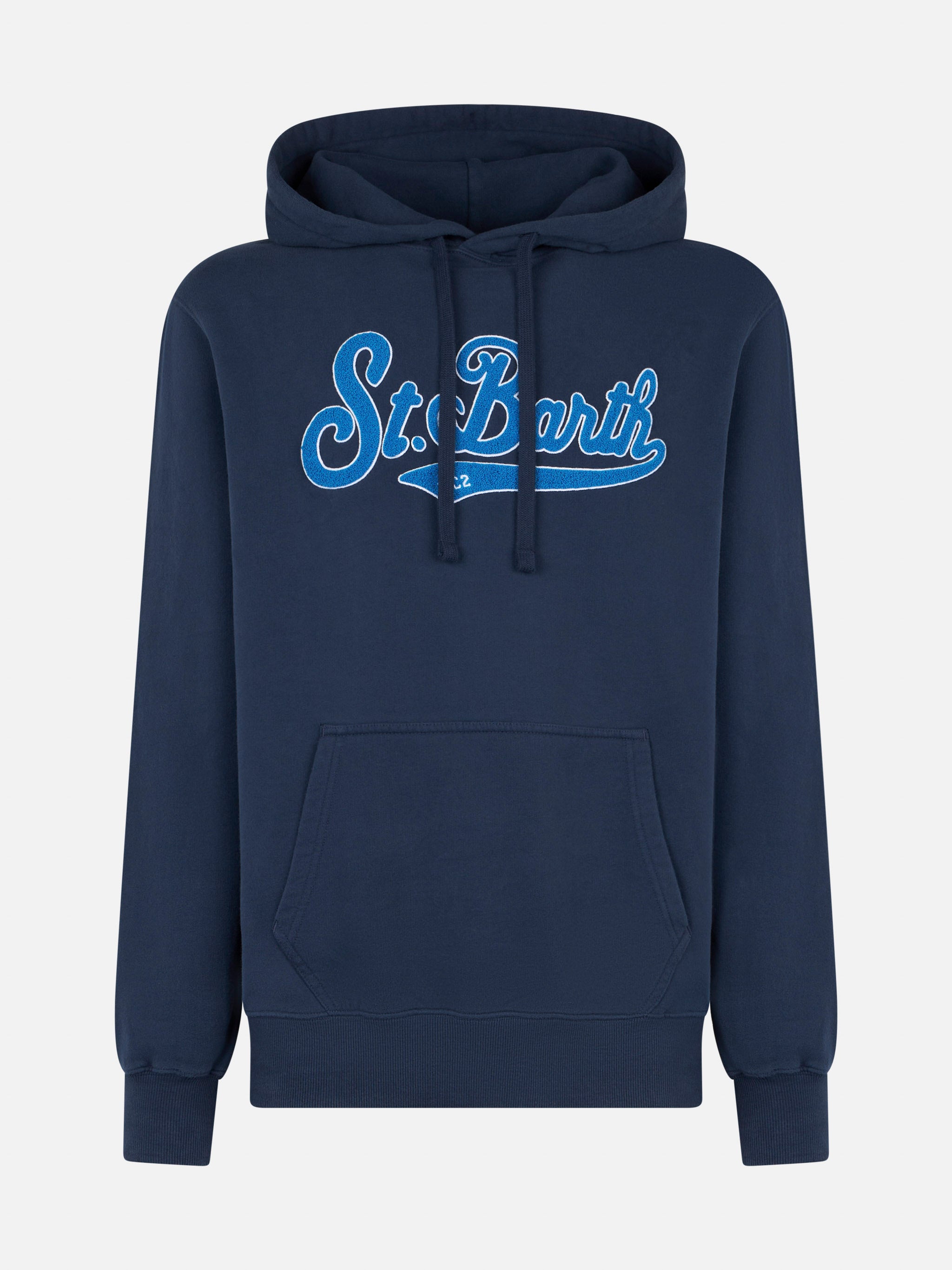 mc2-saint-barth-tribeca-felpa-uomo-cappuccio-blu-con-patch-st-barth-spugna image 4