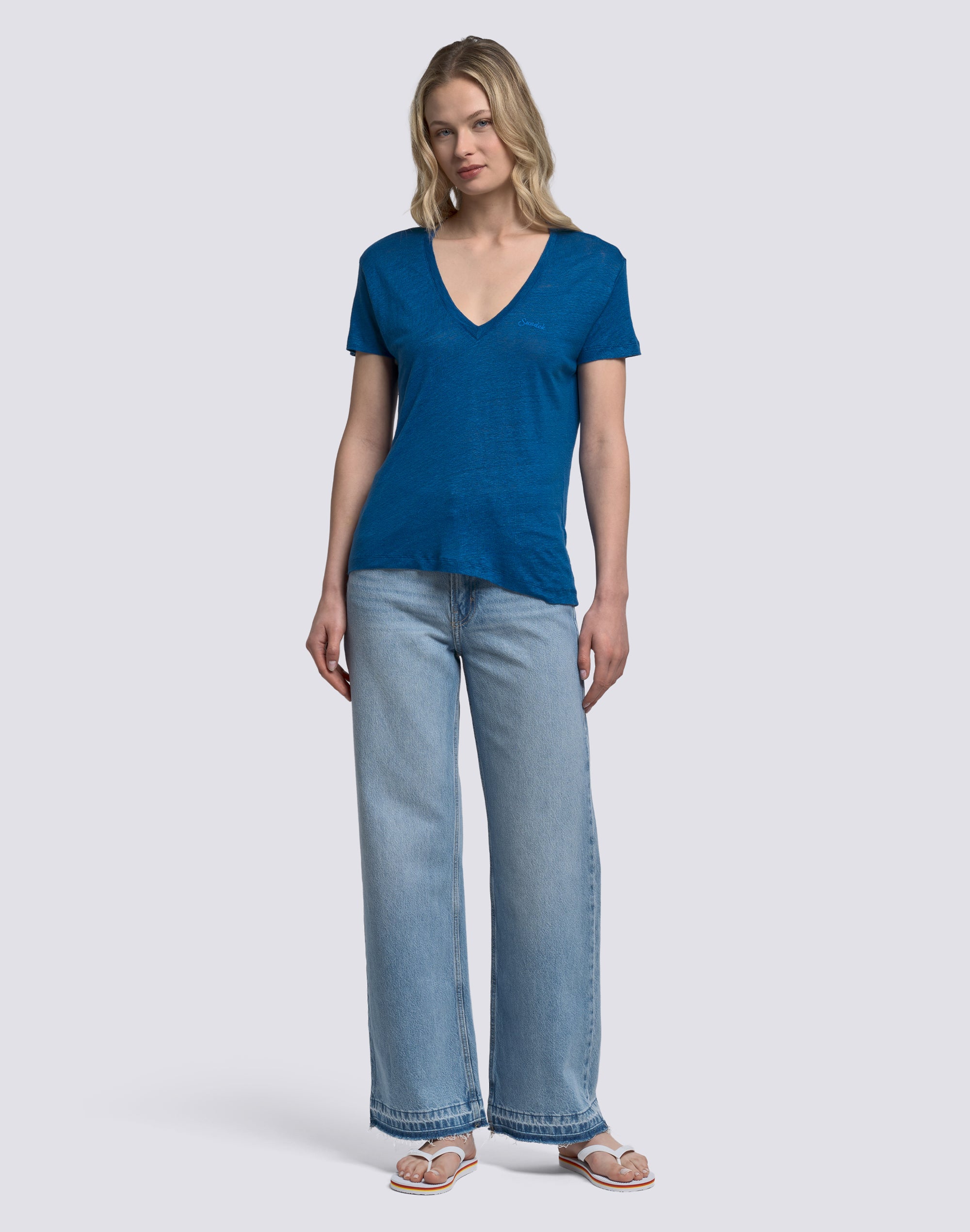 sundek-t-shirt-donna-mezze-maniche-in-lino image 3
