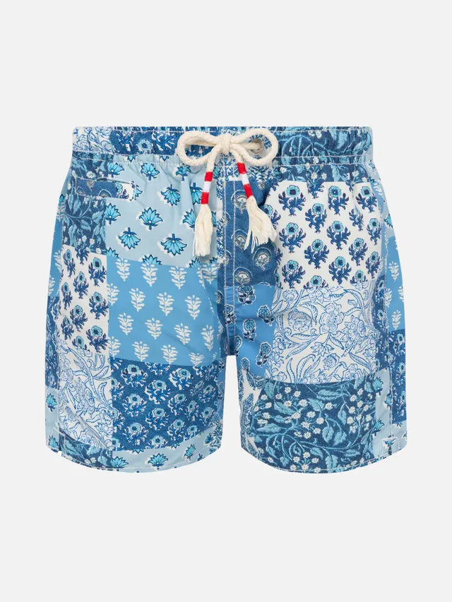mc2-saint-barth-caprese-jr-costume-mare-ragazzo-fiori-blu-media-lunghezza image 1